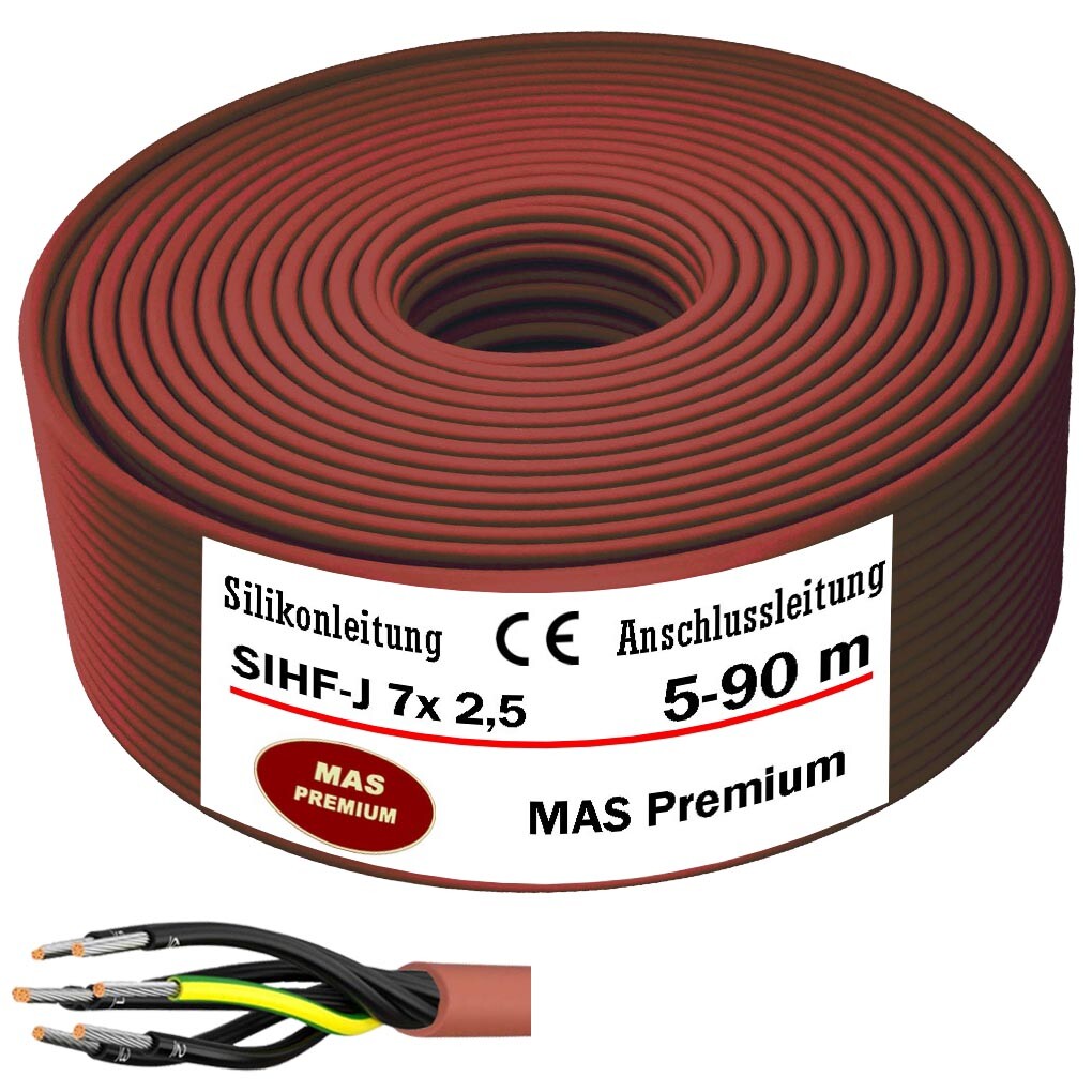 5-90 m silicone cable silicone cable sauna cable SIHF-J 7 x 2.5 flexible for …