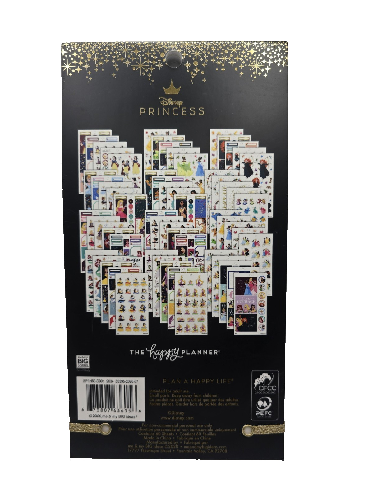 2 The Happy Planner Disney Princess Sticker Sheets SP1H60-D001 & D002 = 2473