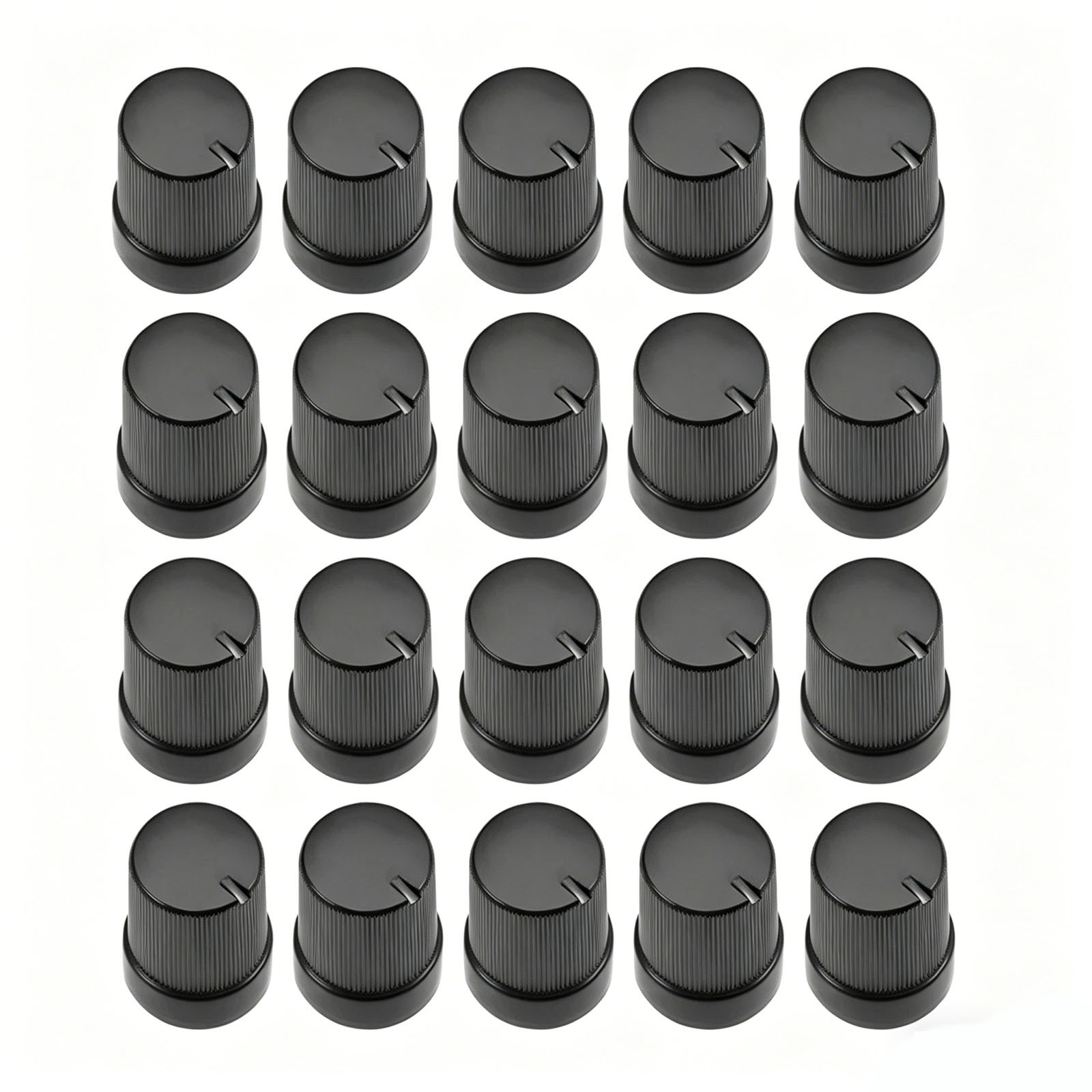 20x 10x14mm Plastic 6mm Potentiometer Knob Spline Shaft Volume Black