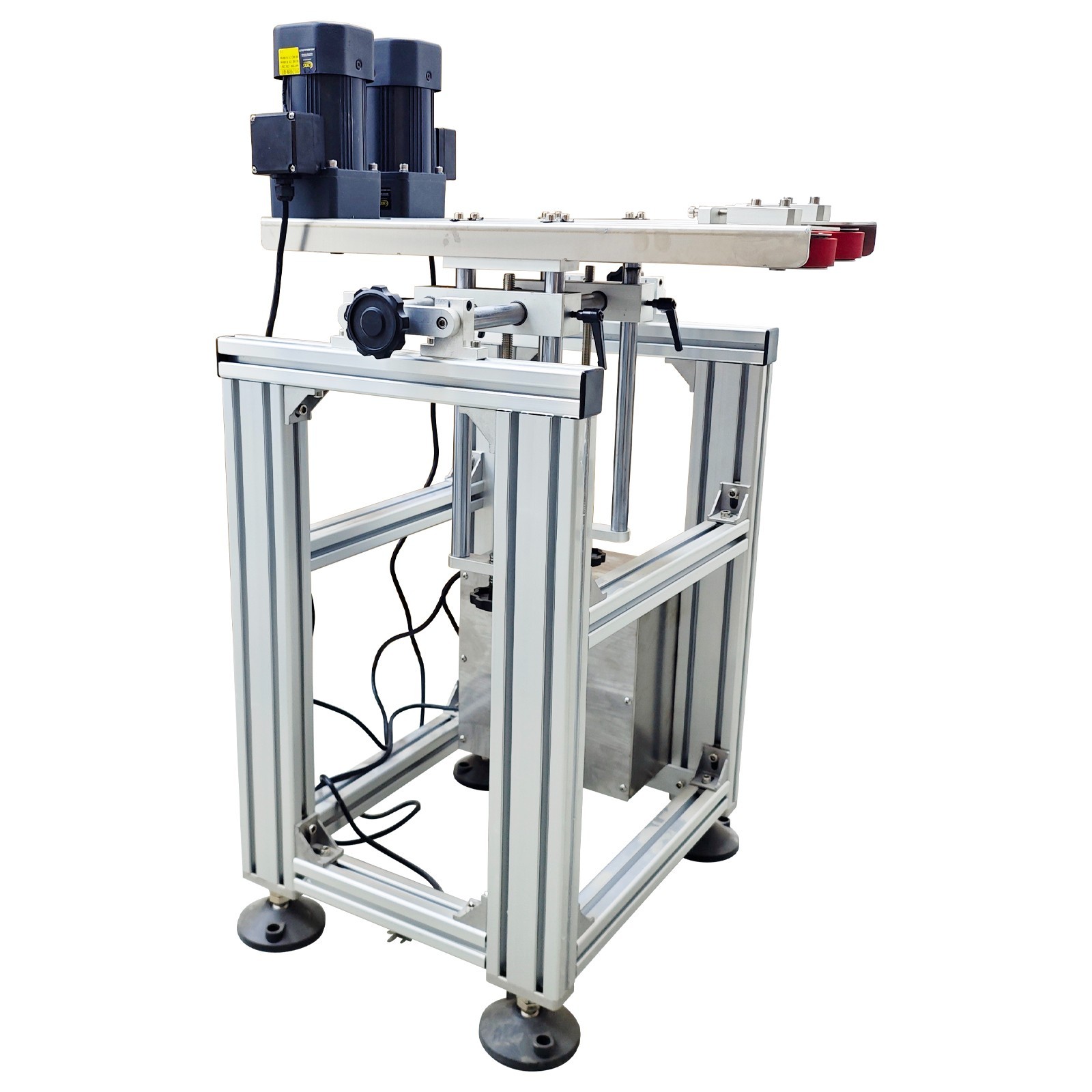 110V 0.39″–6.69″ Bottle Clamping Conveyor Bottomless Gap Transfer Double Motor