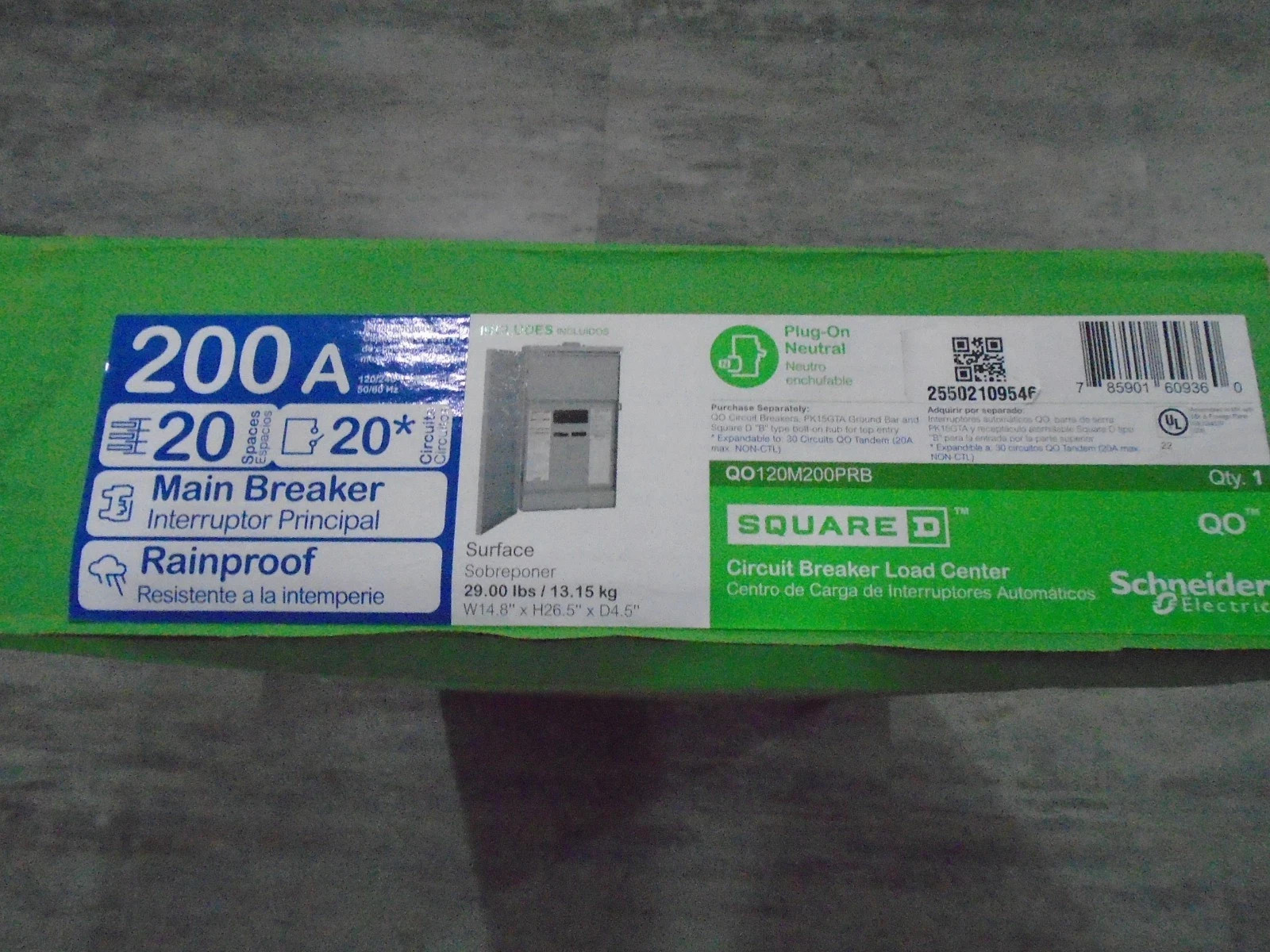 NEW SQUARE D QO120M200PRB 200AMP MAIN BREAKER OUTDOOR LOADCENTER 20SP 20CIRCUITS