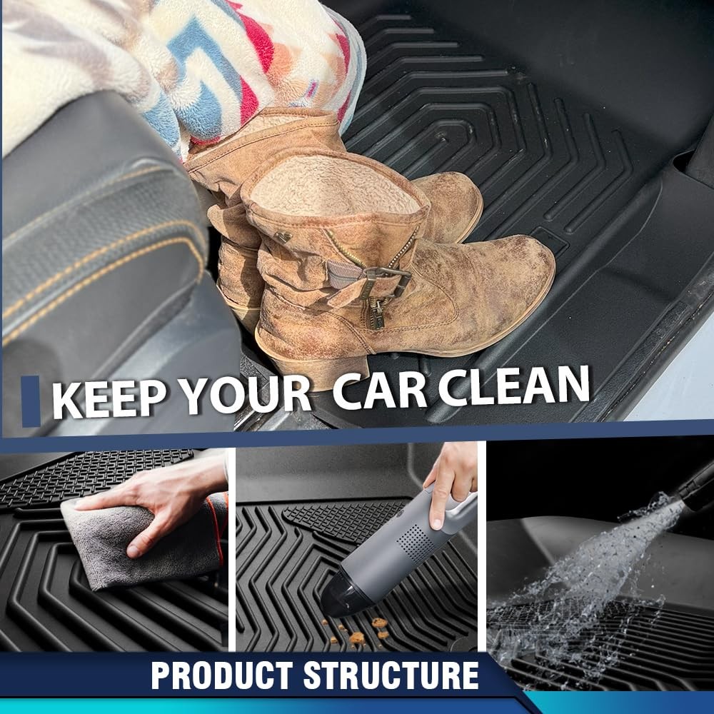 TPE Floor Mats for F150 Supercab 2015-2025 No Factory Carpet All Weather 3Pcs