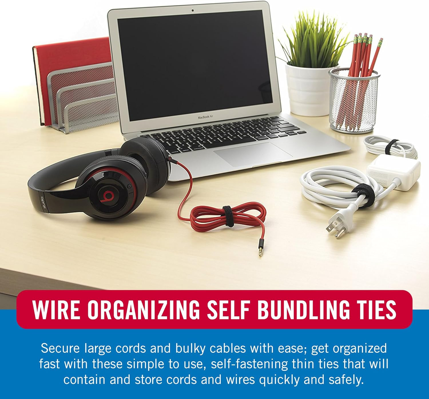 Cable Ties, 100Pk – 8 X 1/2″ Red and Black, Reusable Alternative to Zip Ties, ON