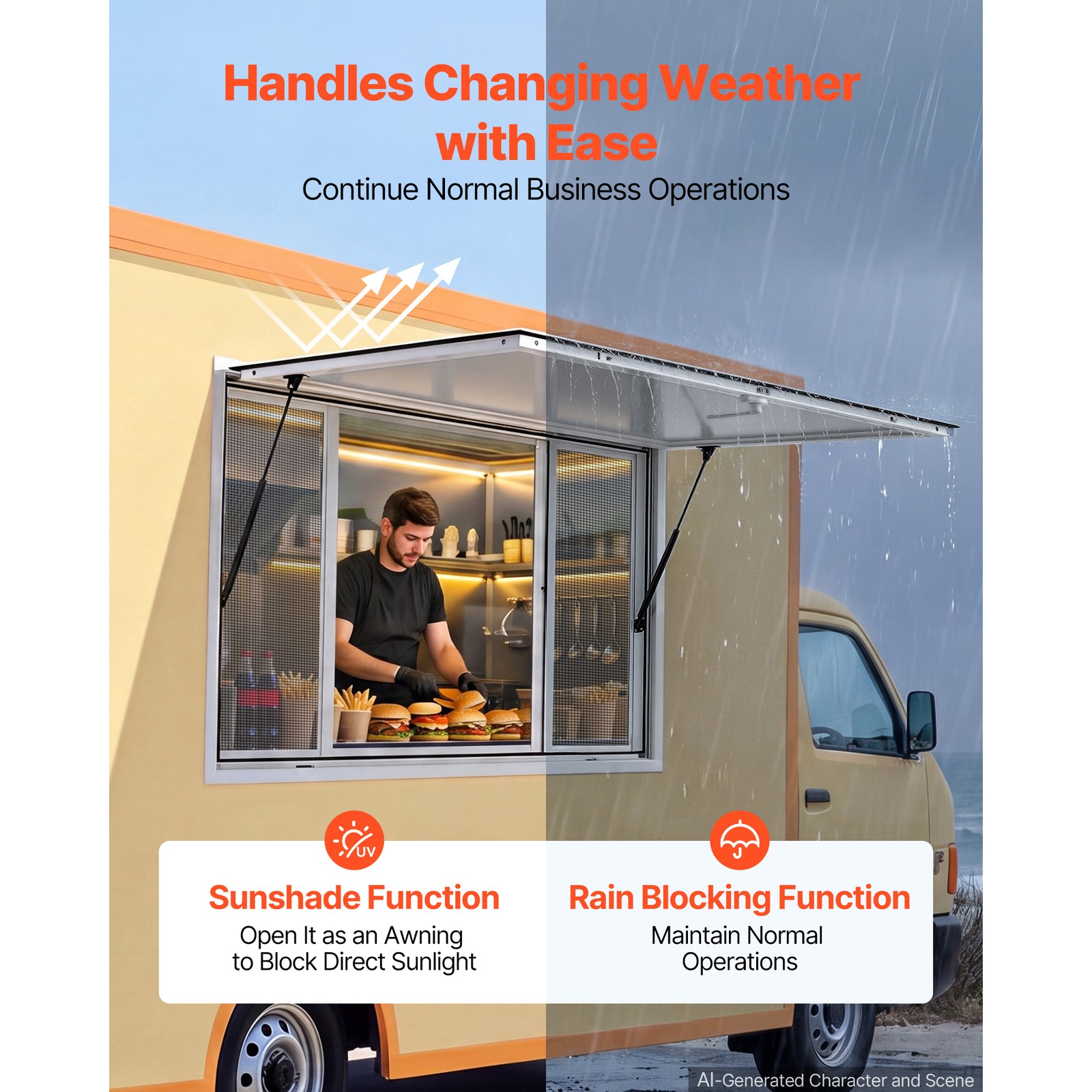 Uimoso 45×30 in Aluminum Alloy Concession Window for Food Truck Service
