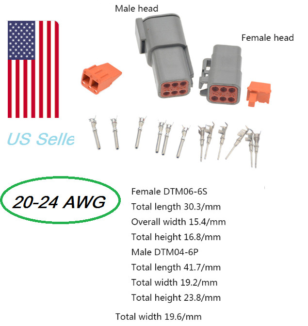 OEM Gray Deutsch DTM 2 3 4 6 8 12 Pin Connector Electrical Kit 20-24 AWG