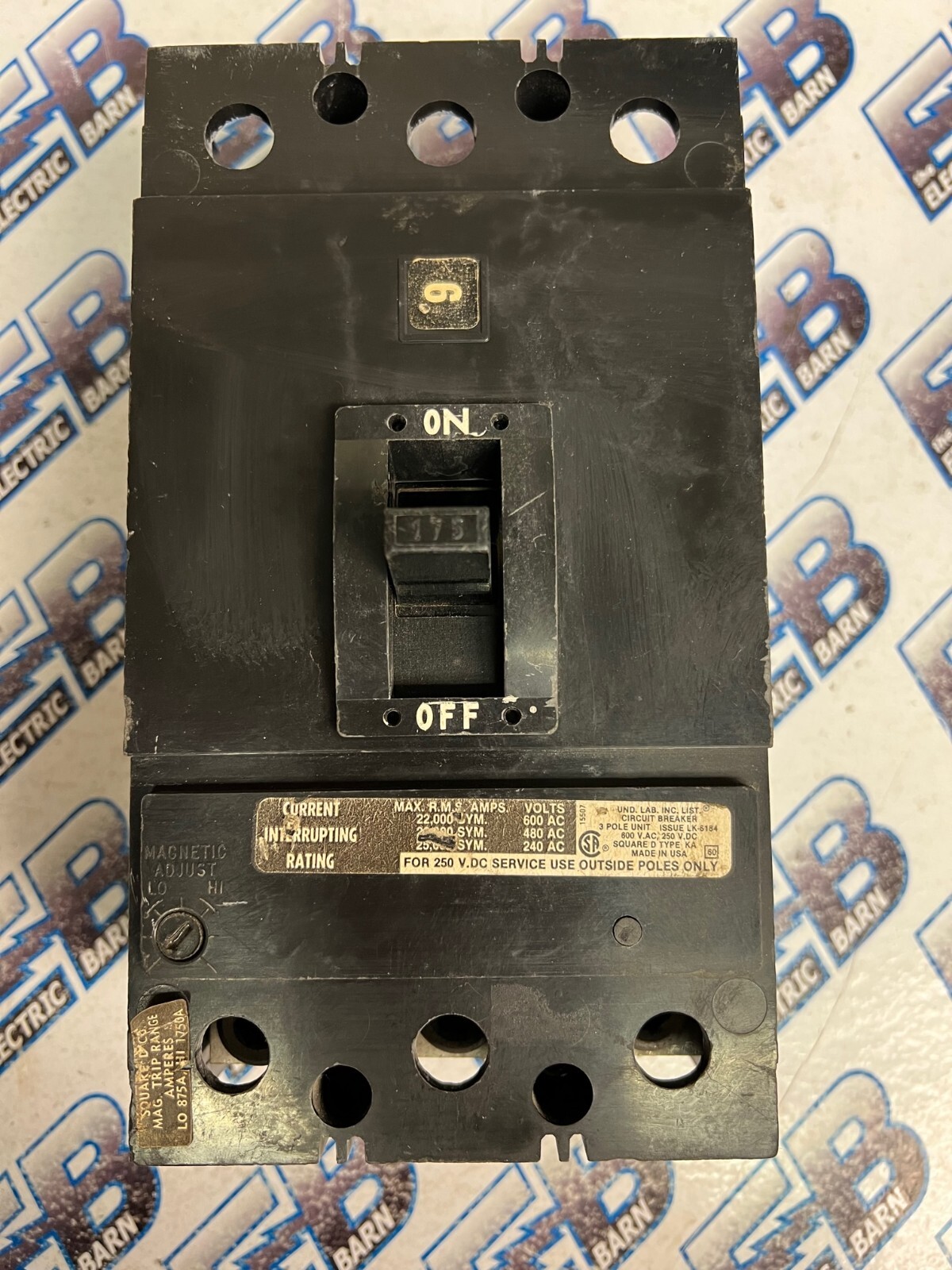 Square D KAL36175, 175 Amp, 600 Volt, 3 Pole, Black, Circuit Breaker -WARRANTY