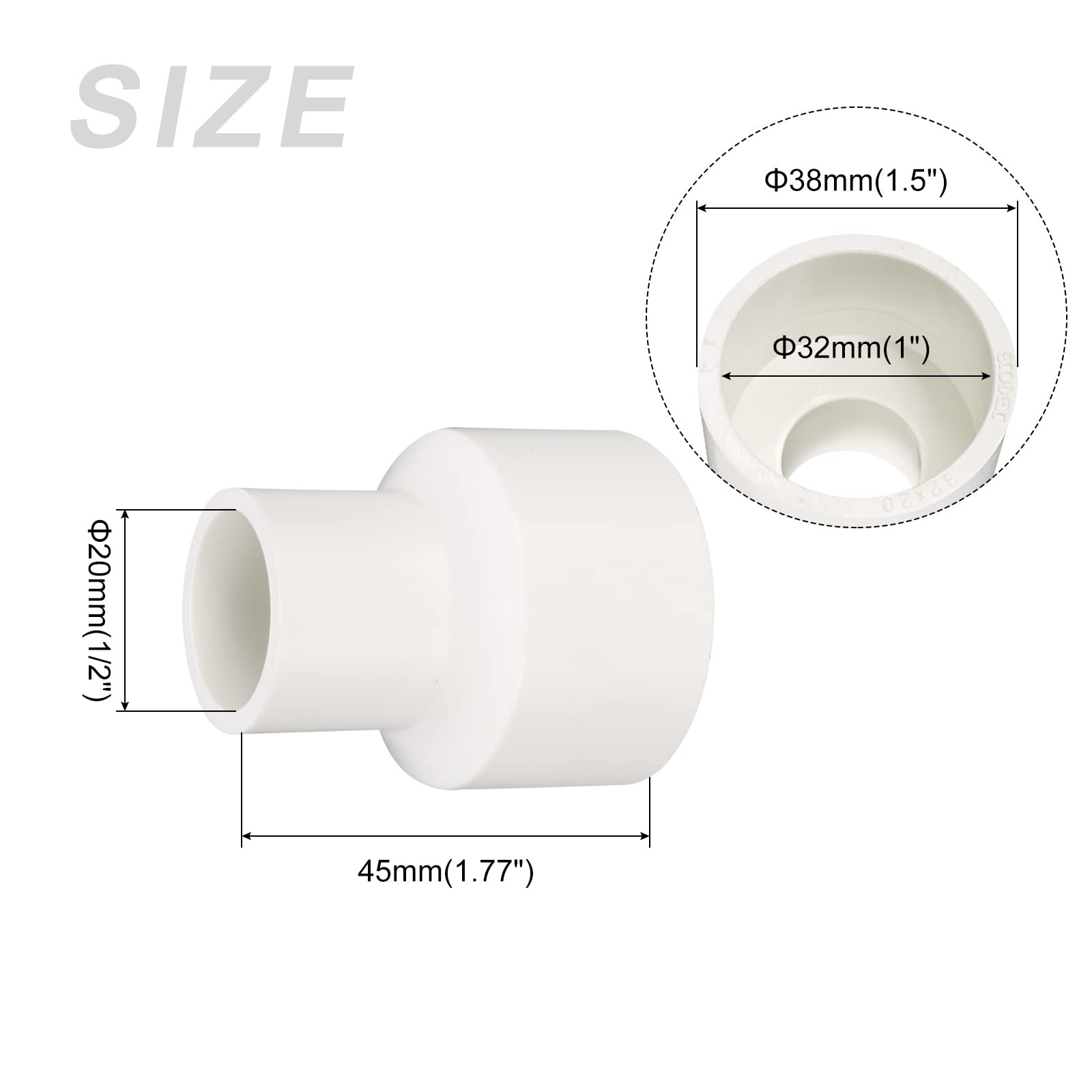 METALLIXITY PVC Duct Reducer, (32mm to 20mm), Pipe 32mm 20mm, White