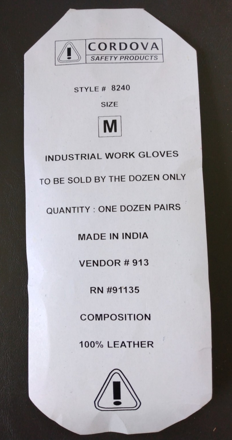 Cordova Safety Industrial Work Gloves White Cowhide Leather M ((12 Pairs) #8240