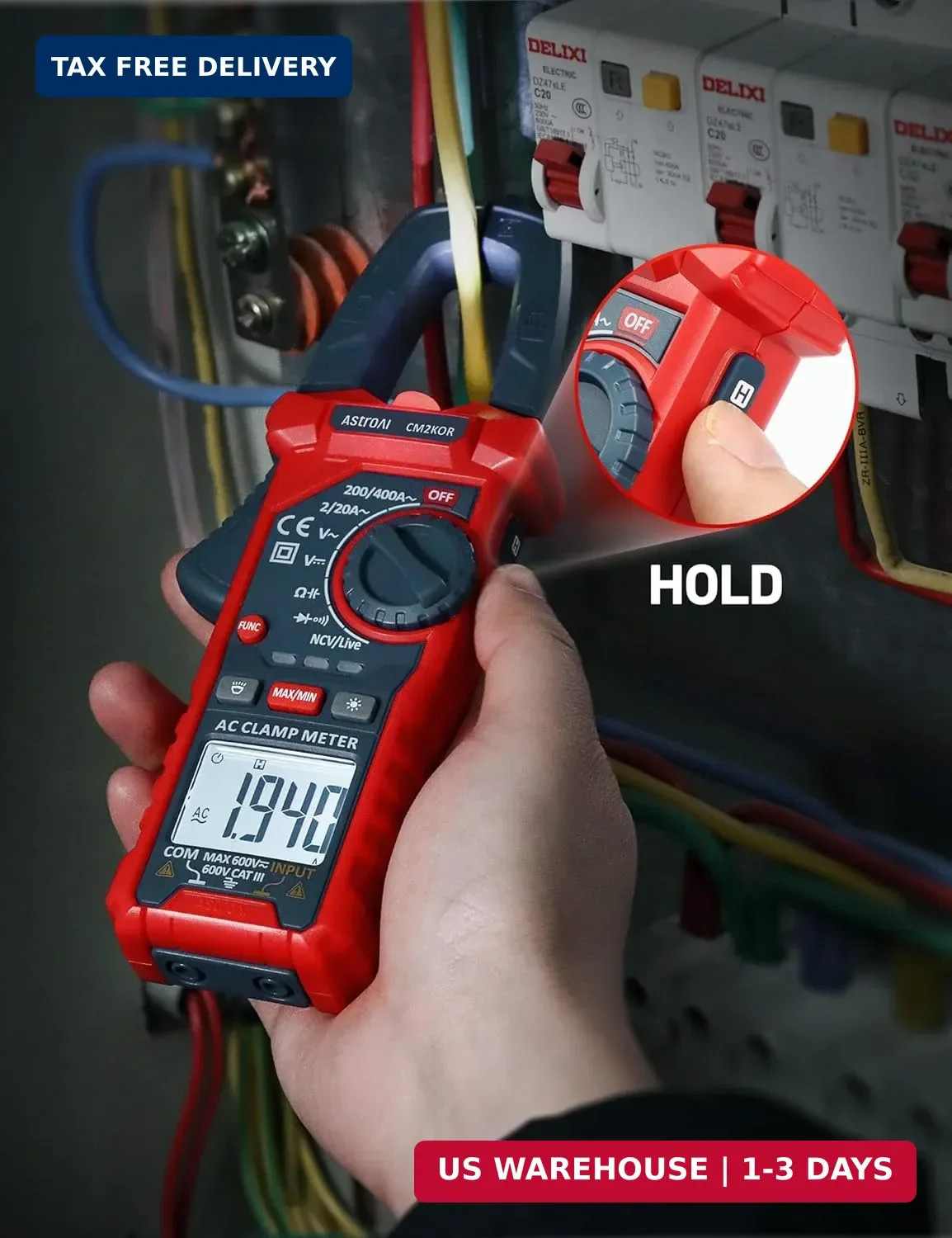 Digital Clamp Meter Multimeter 2000 Counts Amp Voltage Tester Auto-rangi