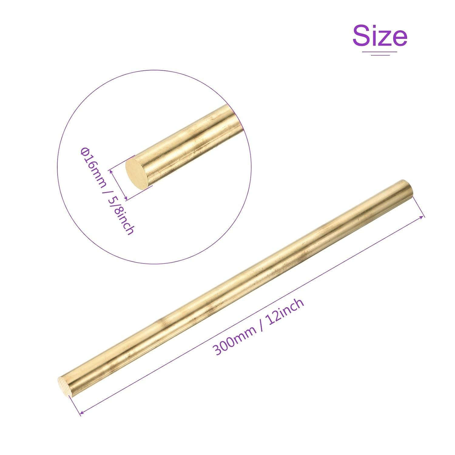 12″ x 5/8″ Brass Rods, Solid Round Brass Rod for DIY Craft Brass Rods Lathe B…
