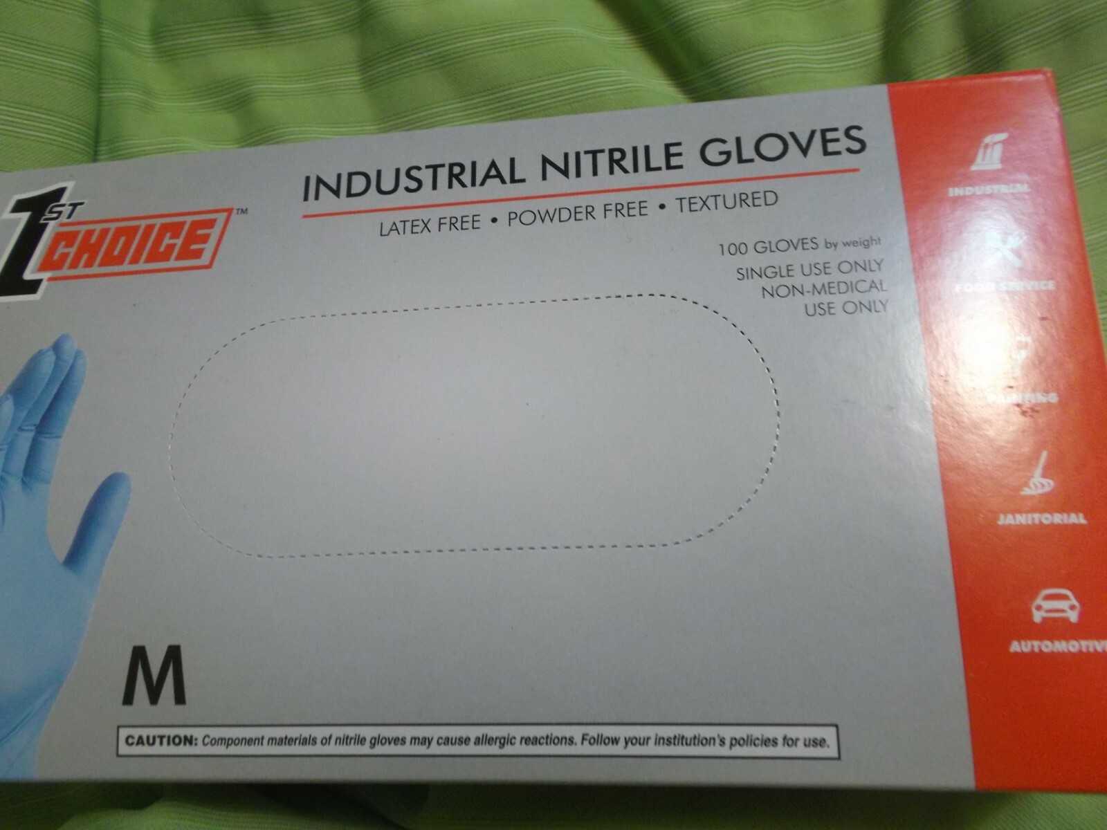 New Box of 100 Blue Nitrile Powder/Latex Free Safety Gloves-Sz Medium-US Seller