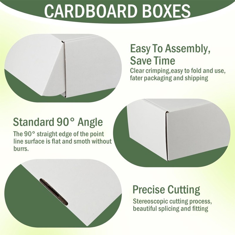 White Corrugated Mailer Boxes 7.8×5.5×1.5 Inch E-Flute Shipping Packaging Gift B