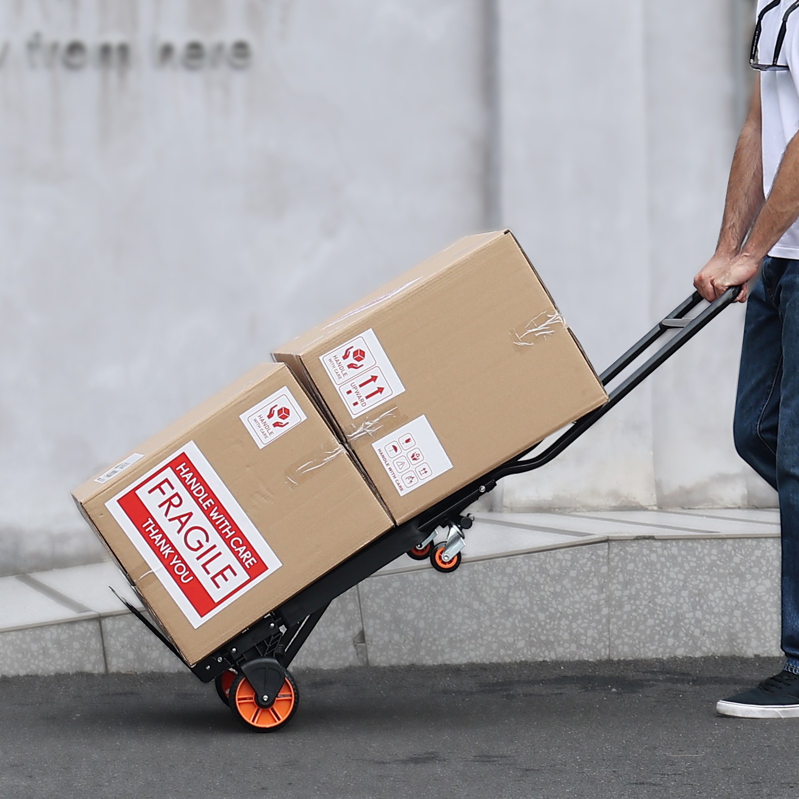 Aluminum Hand Truck 2 in 1 Folding Dolly Cart 300 lbs Capacity Heavy Duty