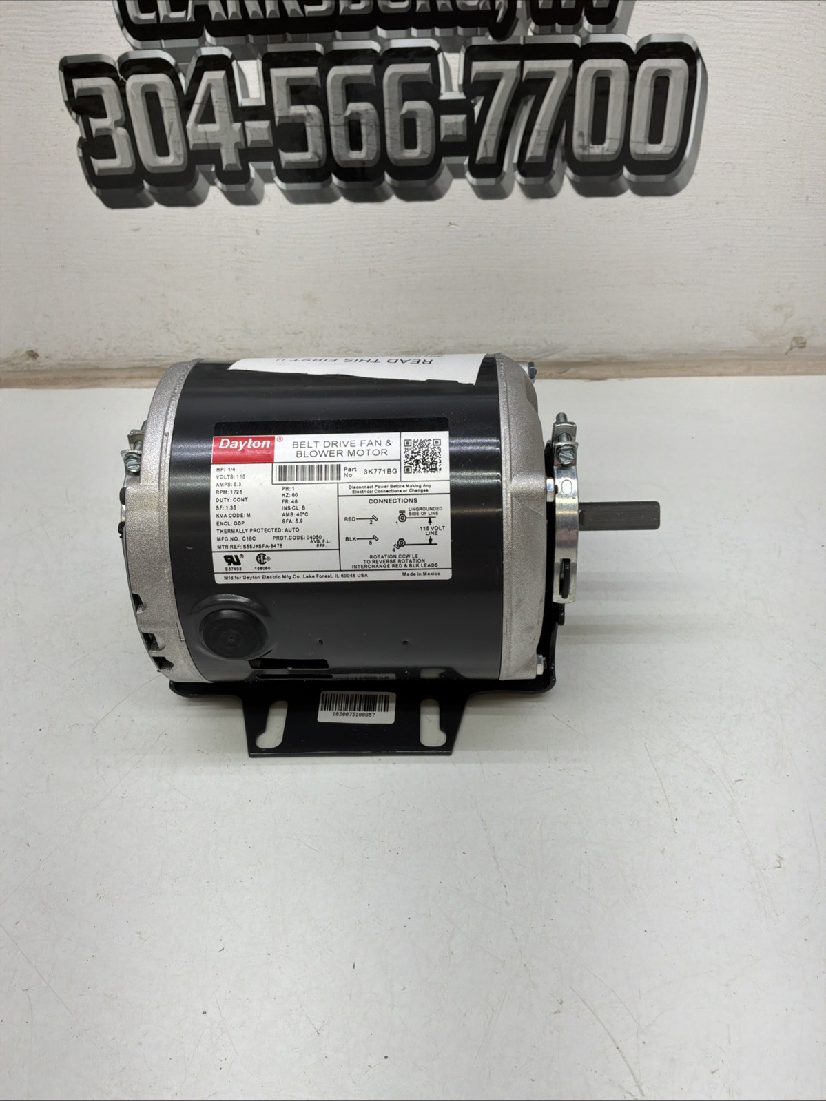 Dayton Belt Drive Fan & Blowing Motor 115V HZ 60 Type: Split Phase 3K771BG NIB
