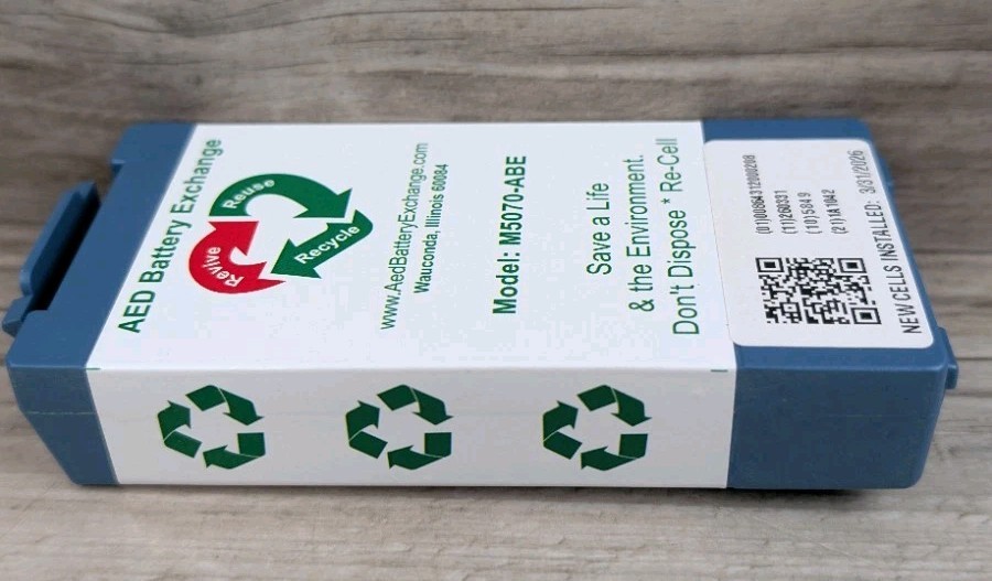 AED Battery Exchange 9V M5070-ABE MFGR Date: 03/31/2026
