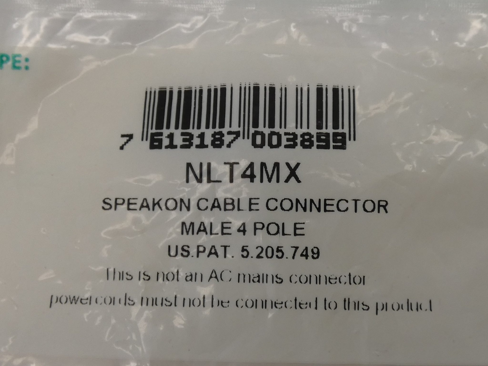 *Lot of 4* Neutrik NLT4MX Male Speakon Cable Connector 4P – NEW Surplus!
