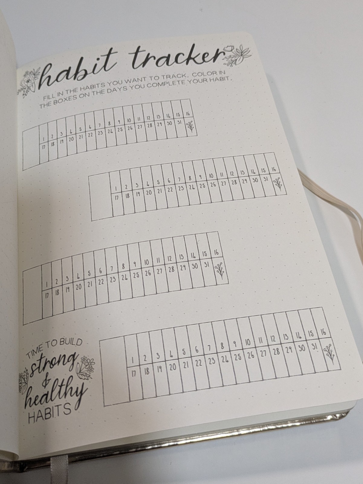 Metallic Gold Guided Journal – Track • List • Plan Organizer Book 6″×8″ Dot Grid