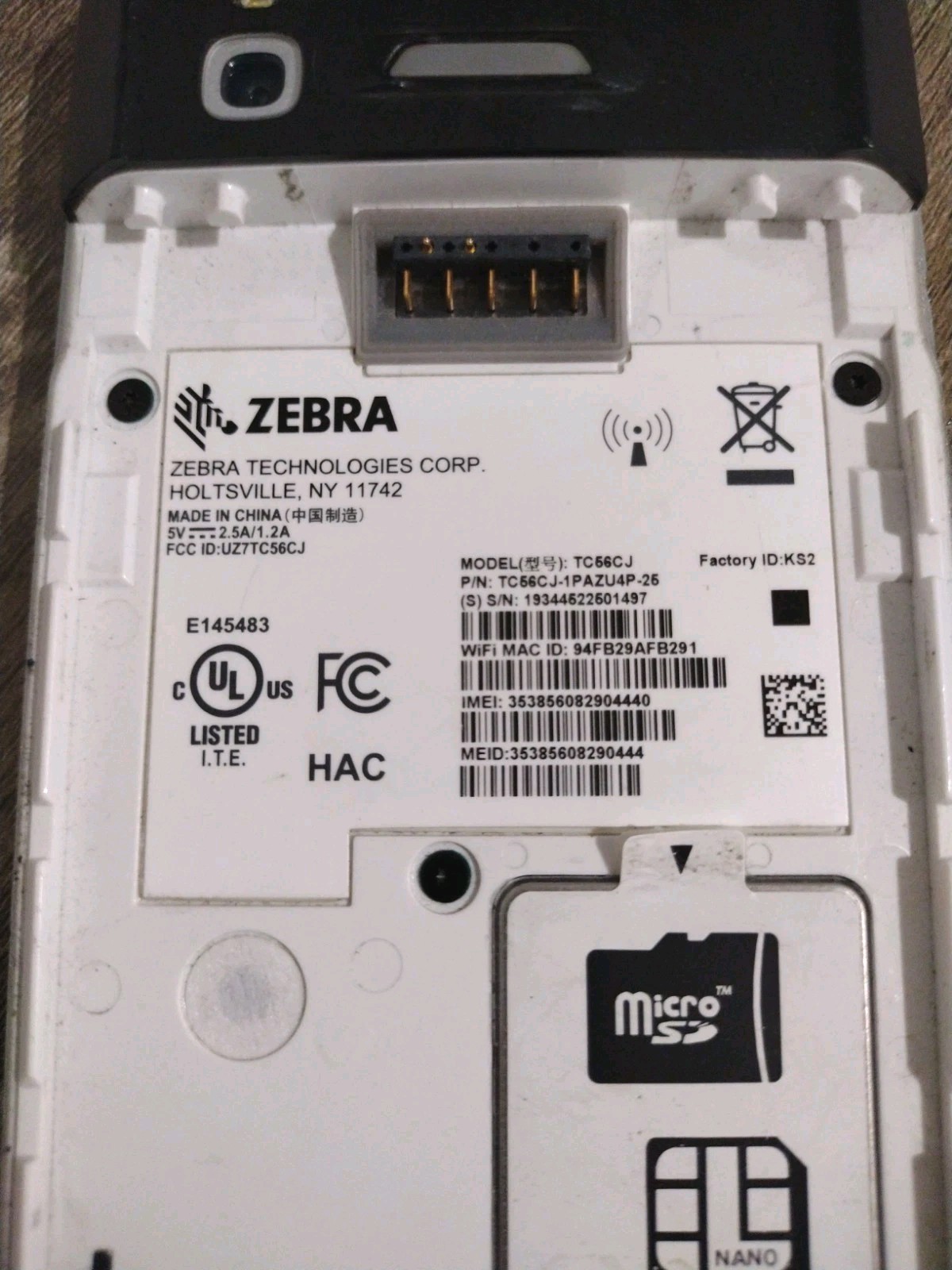 Zebra TC56CJ-1PAZU4P-25 Barcode Scanner – Cracked – Parts or Repair – No Battery