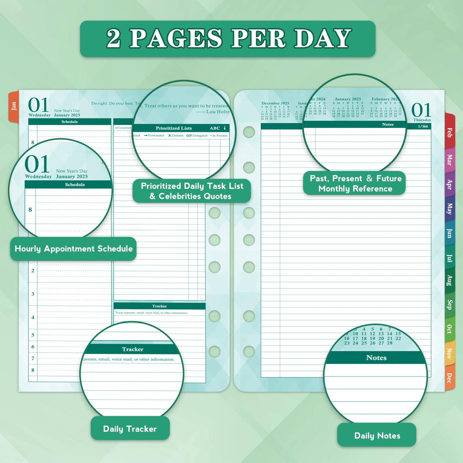 2026 Planner Refills – Jan.2026 – Dec.2026, Two Pages Per Day Daily ＆ Monthly…