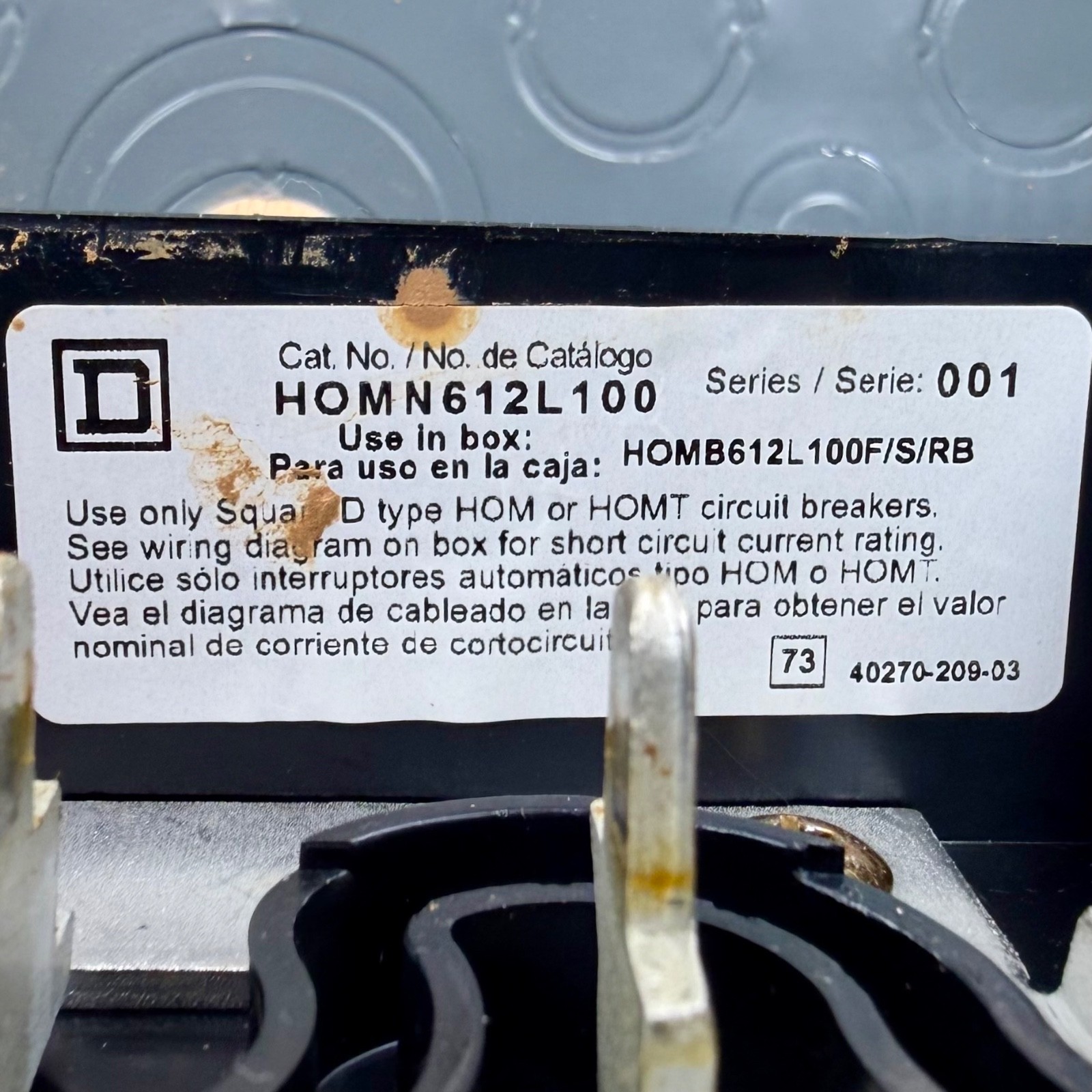 Square D Homeline 100 Amp 6-Space Surface Mount Main Lug Load Center Enclosure