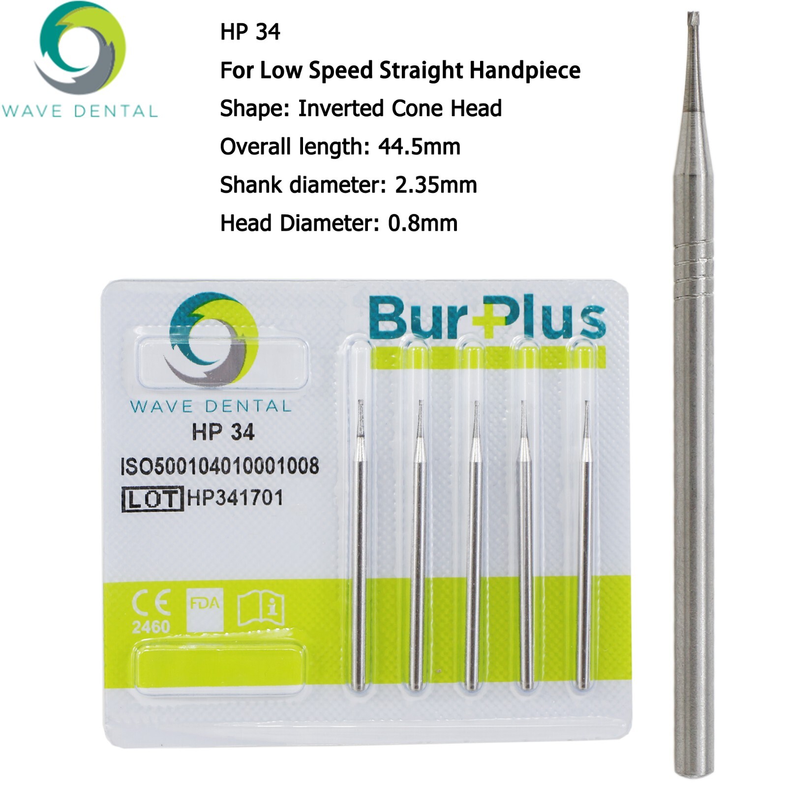 Wave Dental Carbide Burs HP 2 8 557 703L Round For Slow Speed Straight Handpiece