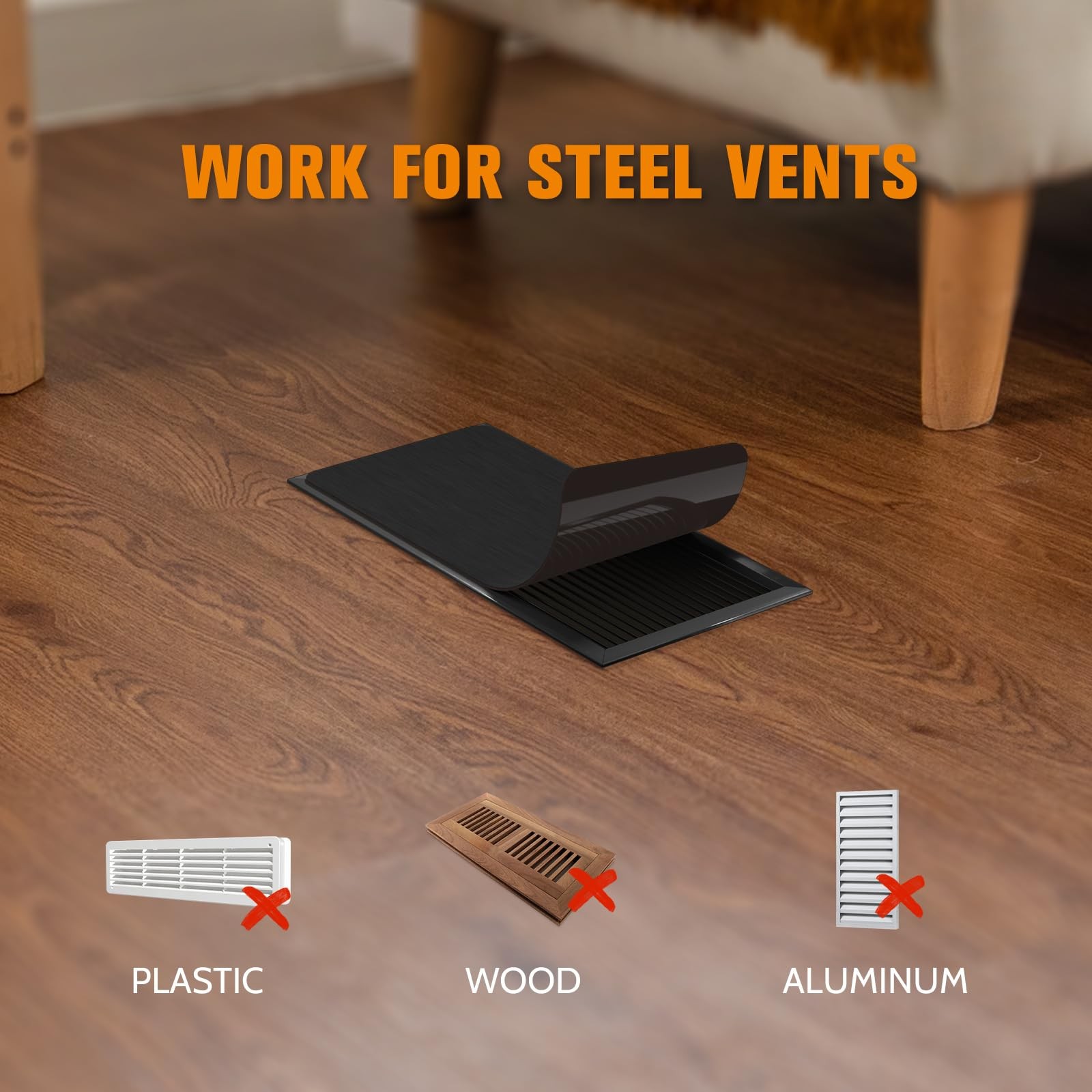 2 Pack Strong Magnetic Vent Covers 5.5”x12” Metallic Black 5.5″X12″,