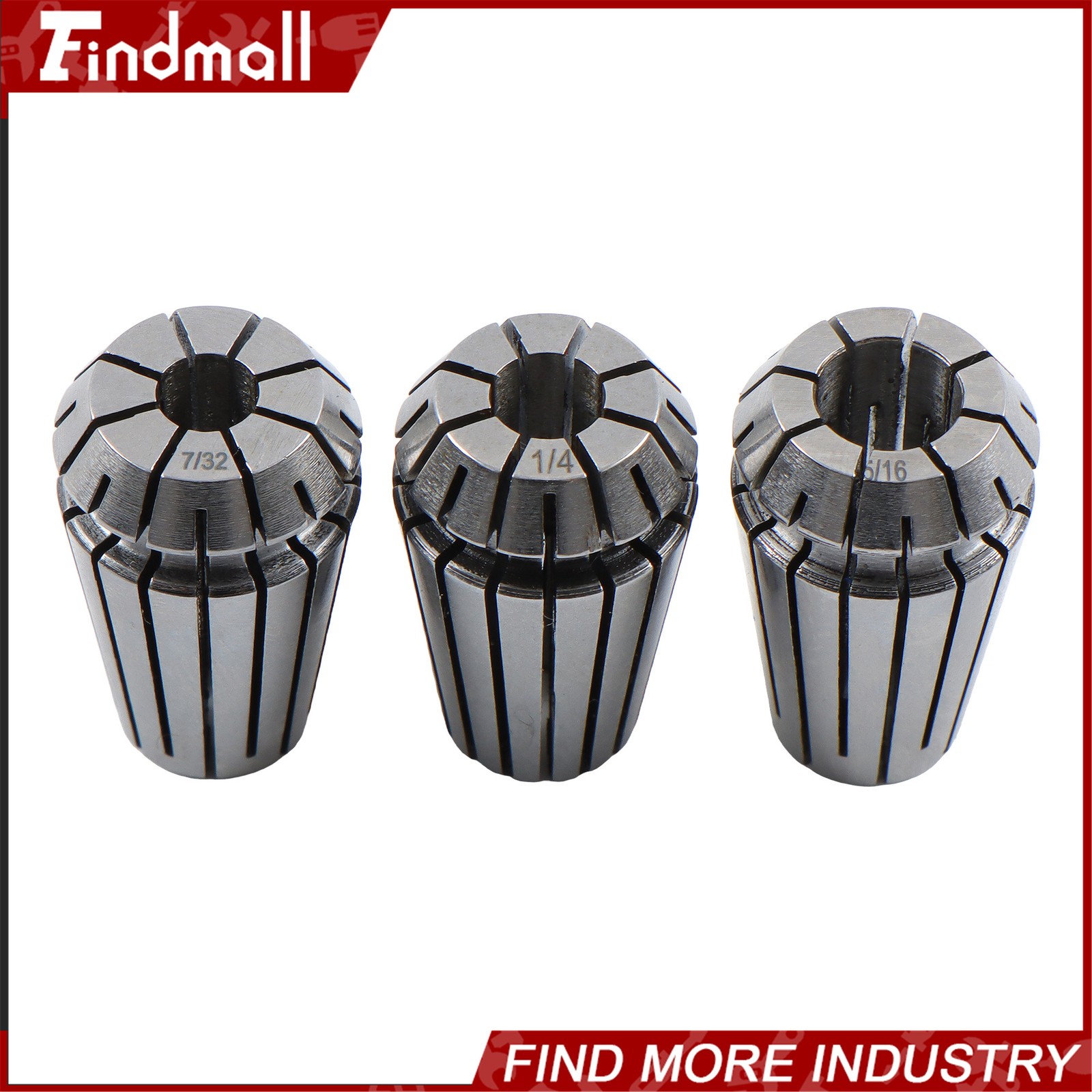 Findmall ER16 Collet Set 10 Pack Precision 3/32 to 3/8 Inch by 32nds 0.0002 TIR