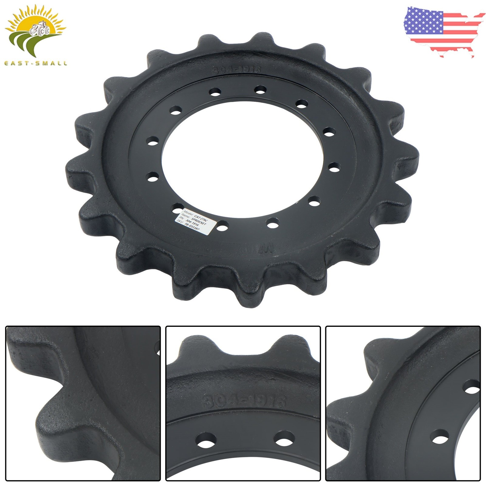 304-1916 Sprocket For CAT 289D 289D3 289DLRC 299C 299D 12 Bolt Hole 17Teeth
