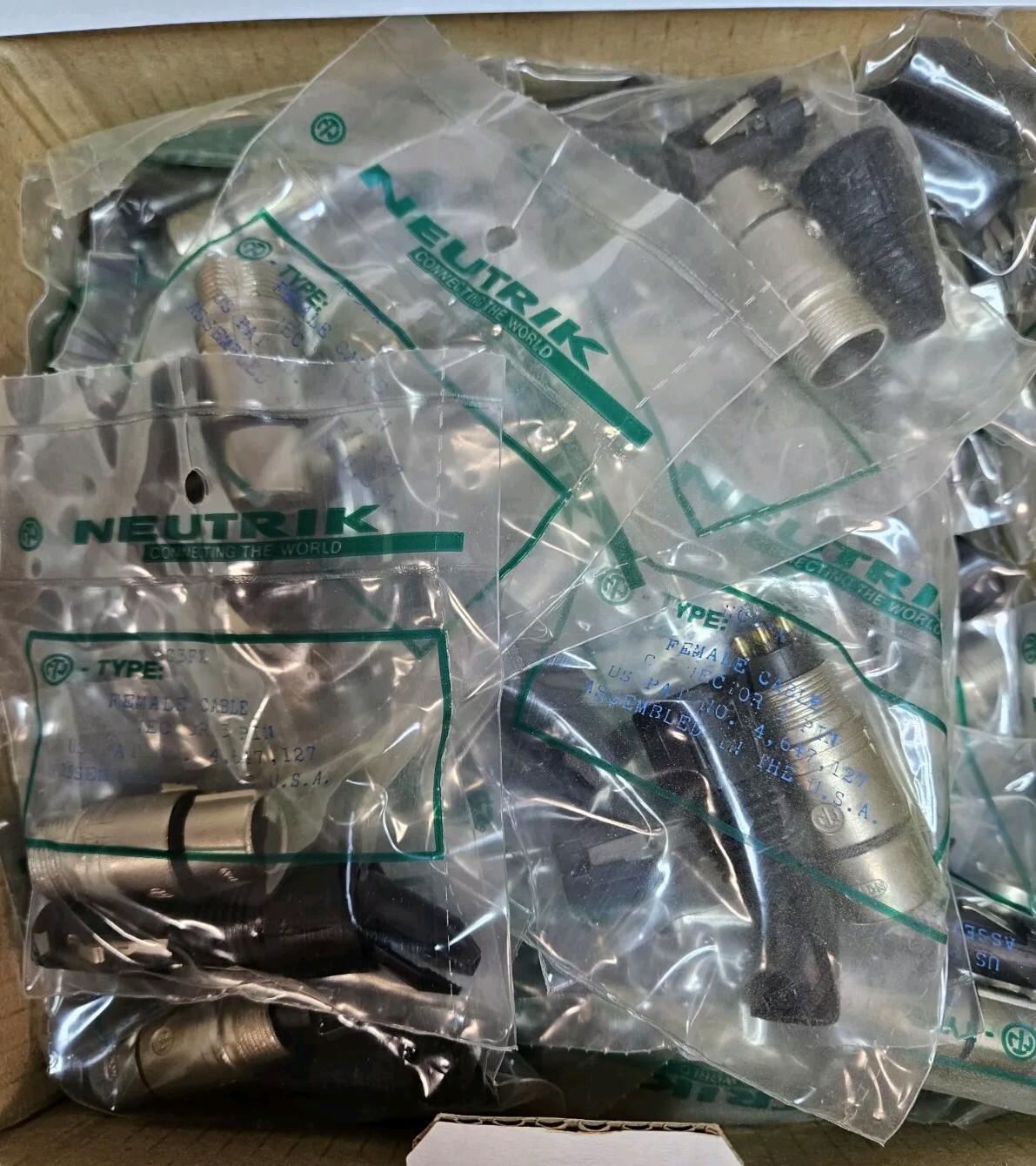 Neutrik NC3FX XLR Cable Connector 3 Pole Female. Lot of 10 pieces.