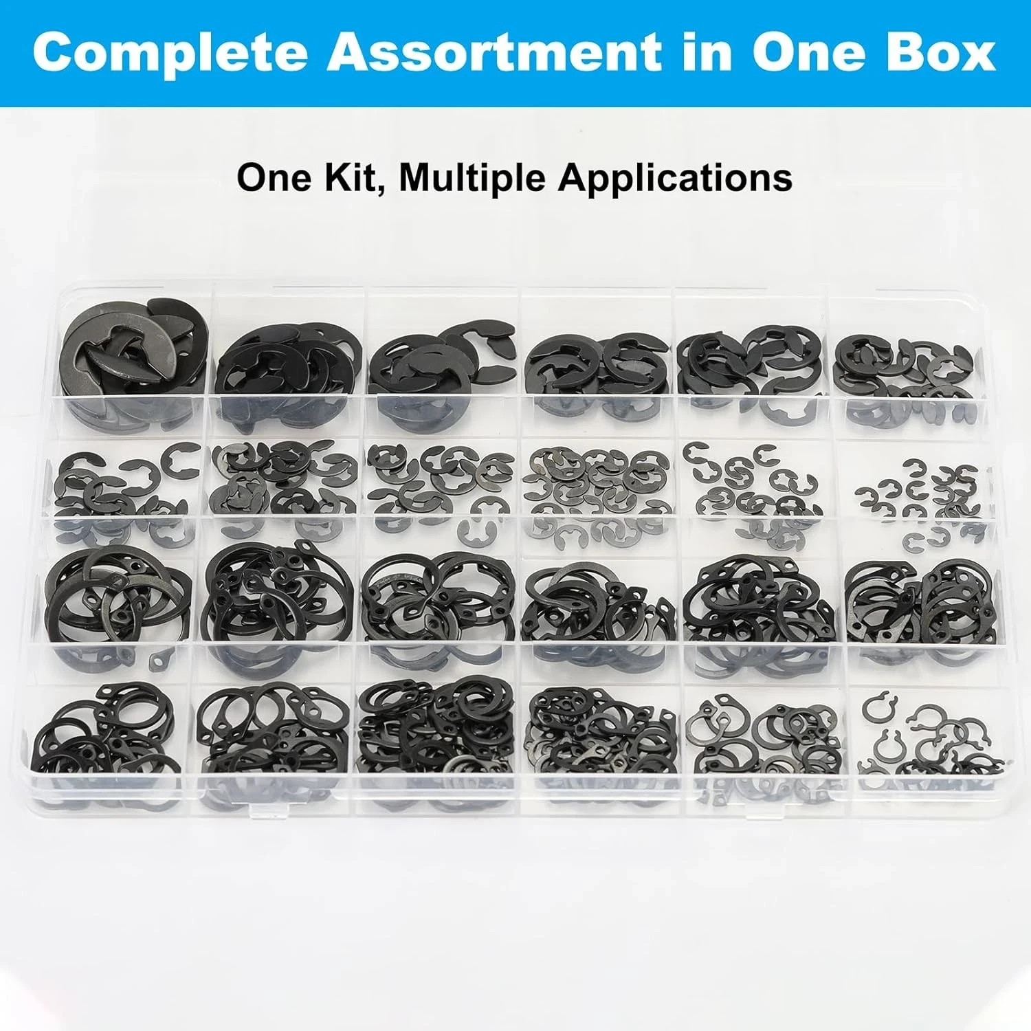 324Pcs C Clips & E Clips Assortment Kit 24 Sizes C Clip 5mm–16mm & E Clip