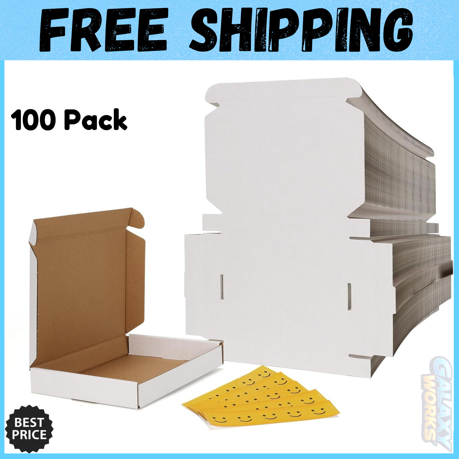 100 Pack 7X5X1 Small Shipping Boxes White Corrugated Cardboard Mailer Box