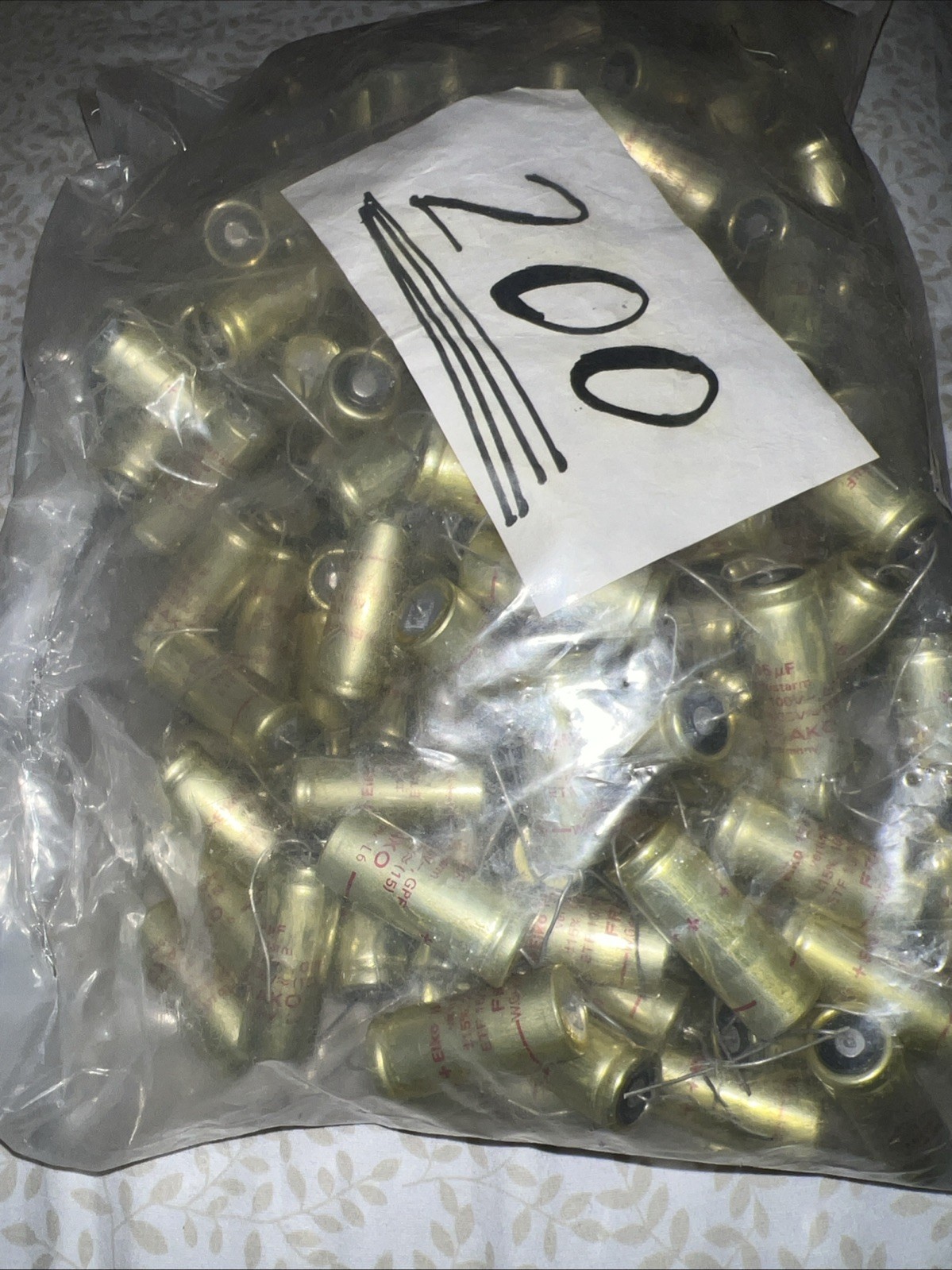 FRAKO 100 Volt 15 uF Electrolytic Capacitor Axial Red Mark Quantity of 200
