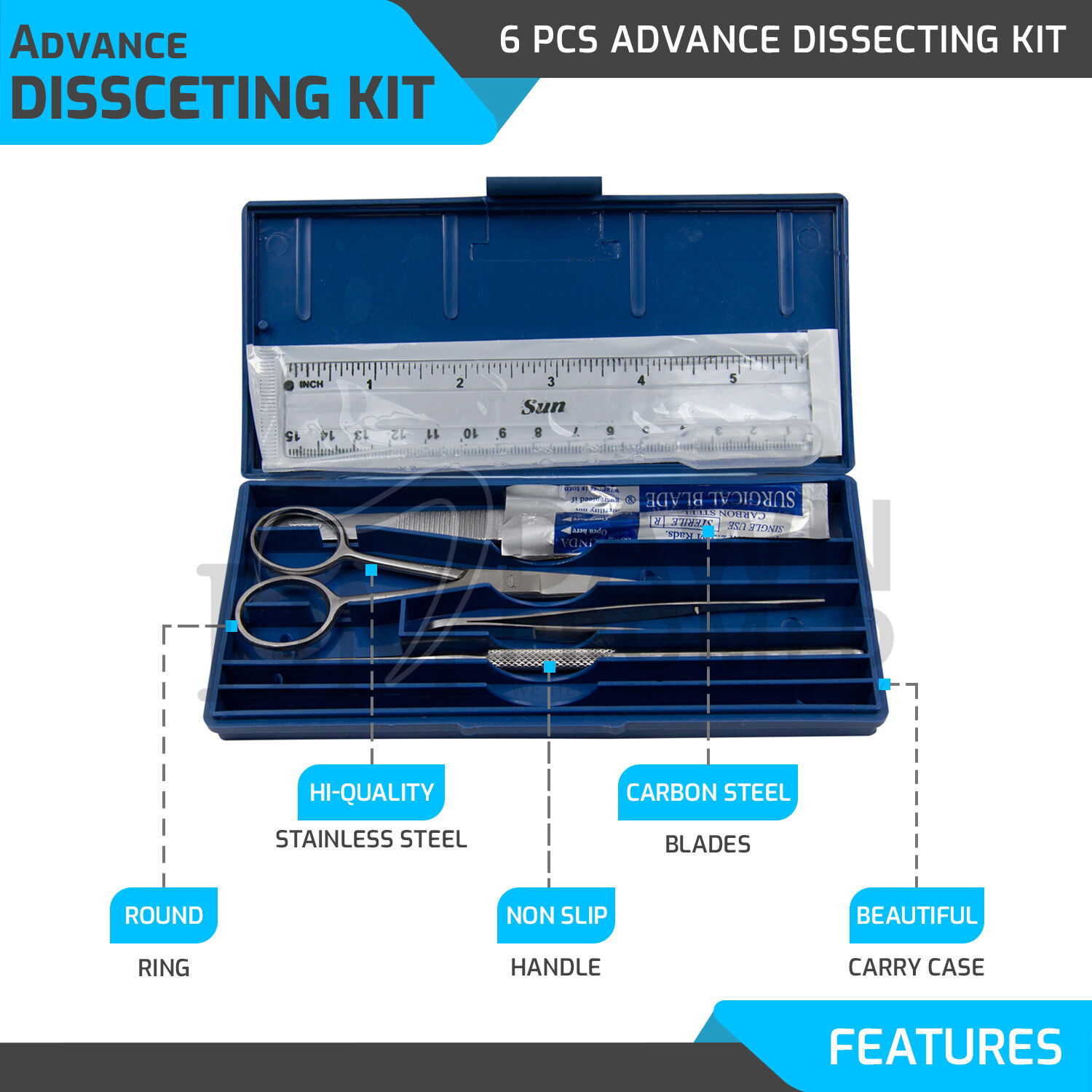 6 Pcs Minor Surgery Biology Medical Student Dissecting Instrument Kit German Gr