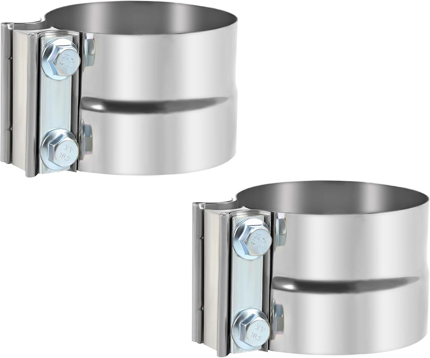 2 Pack 4″ Lap Joint Band Clamp Exhaust Muffler Sleeve Coupler Stainless Steel