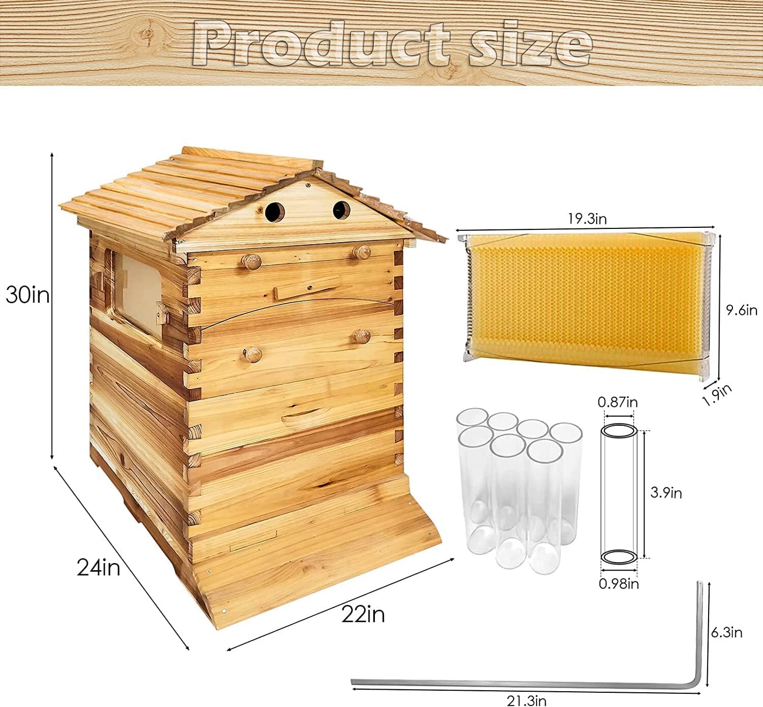 Complete Bee Hives Starter Kit 7 Auto Flow Frames + Beekeeping Supplies Bee Box