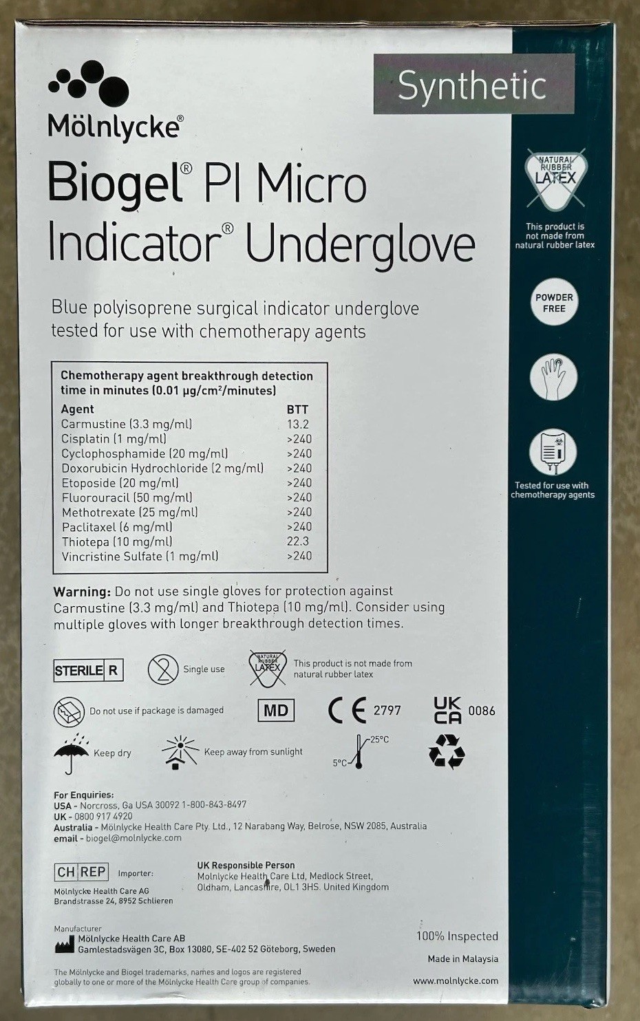 Molnlycke 48960 Biogel PI Micro Indicator Underglove Gloves 50 Count Size 6