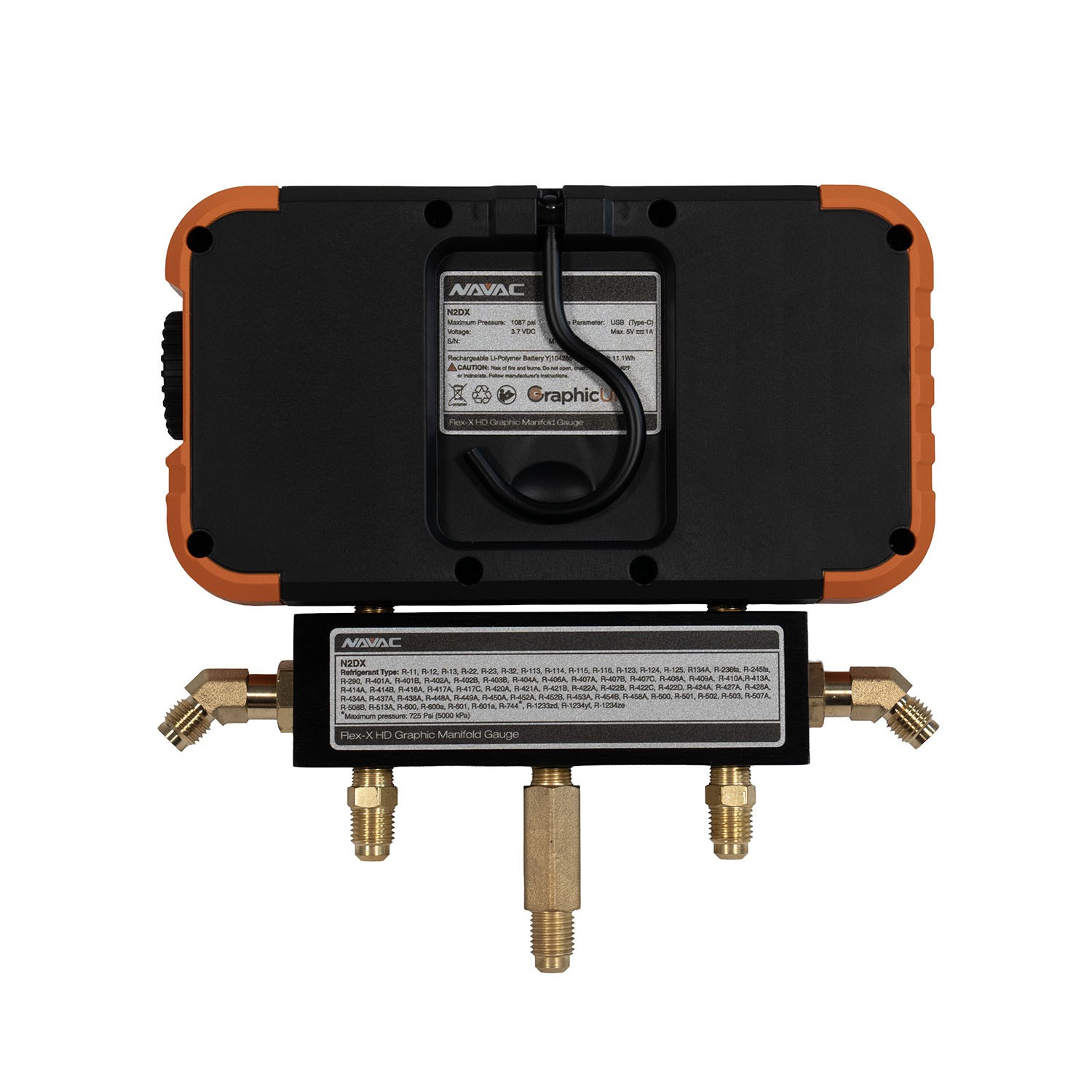 NAVAC N2DX FLEX-X 2-Valve Digital Manifold Gauge with HD Interface