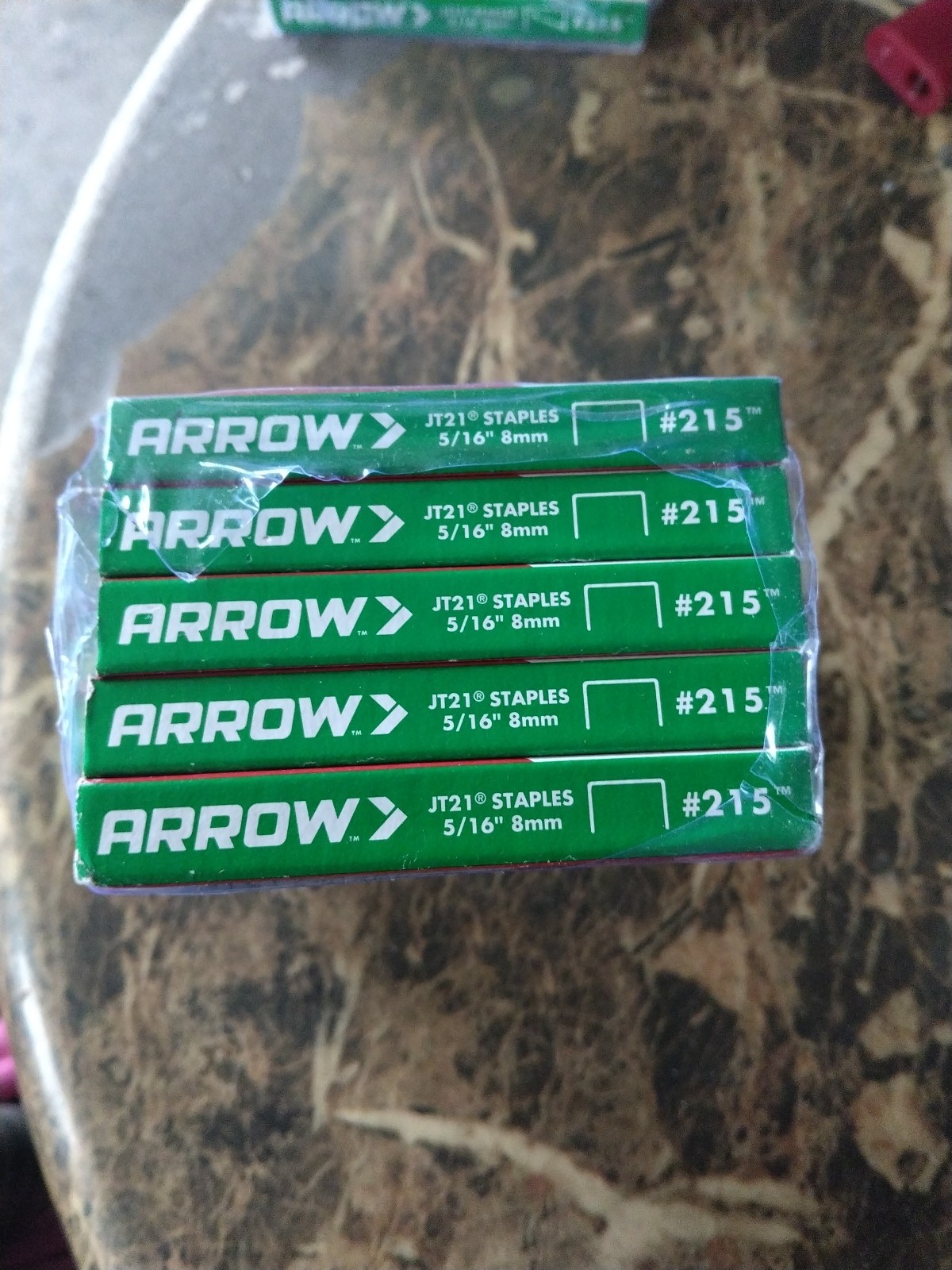 5 Packs Arrow Fastener 215 Genuine JT21 5/16-Inch Staples, 1,000 per Pack