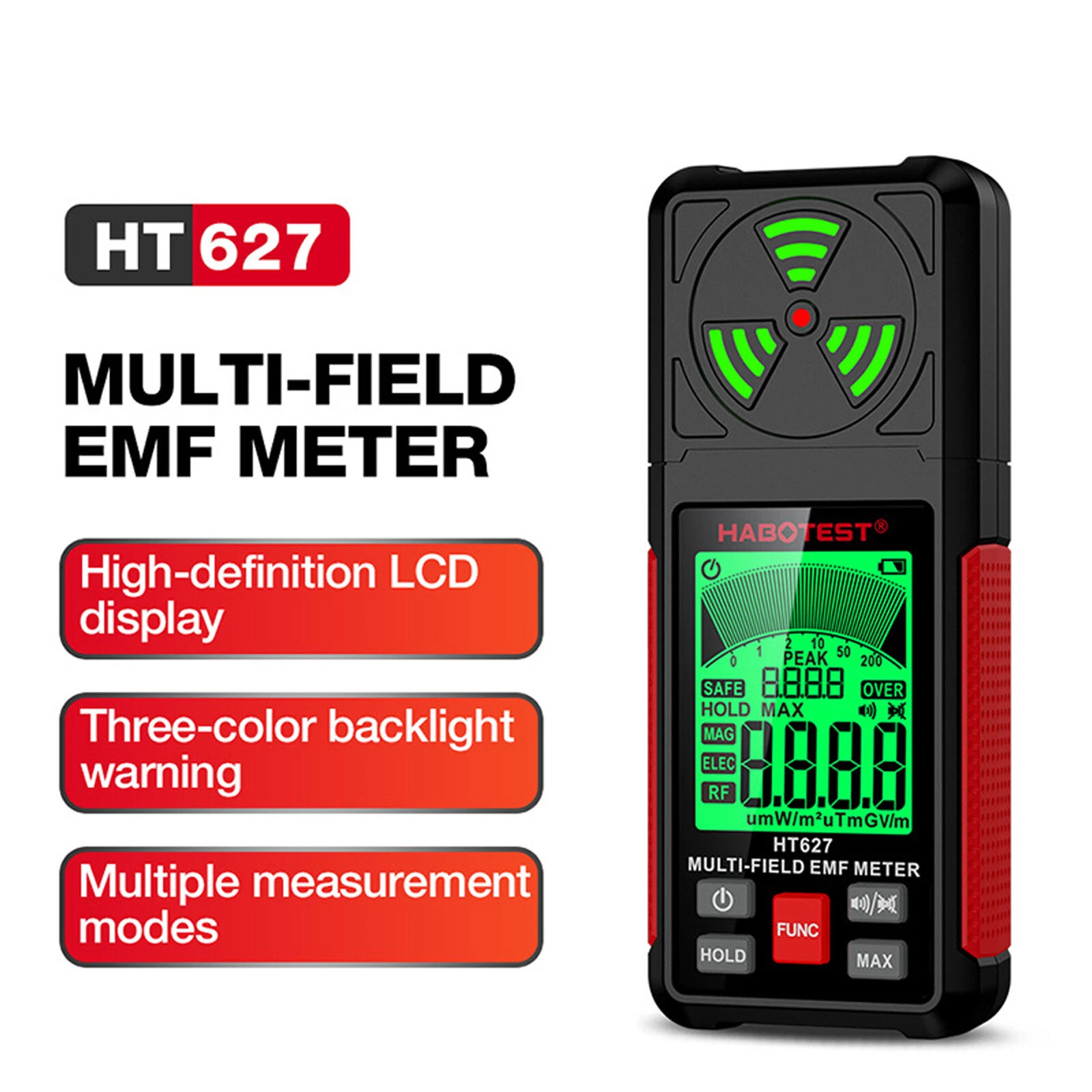 EMF Meter, 3-in-1 Electromagnetic Field Radiation Detector for EF RF MF