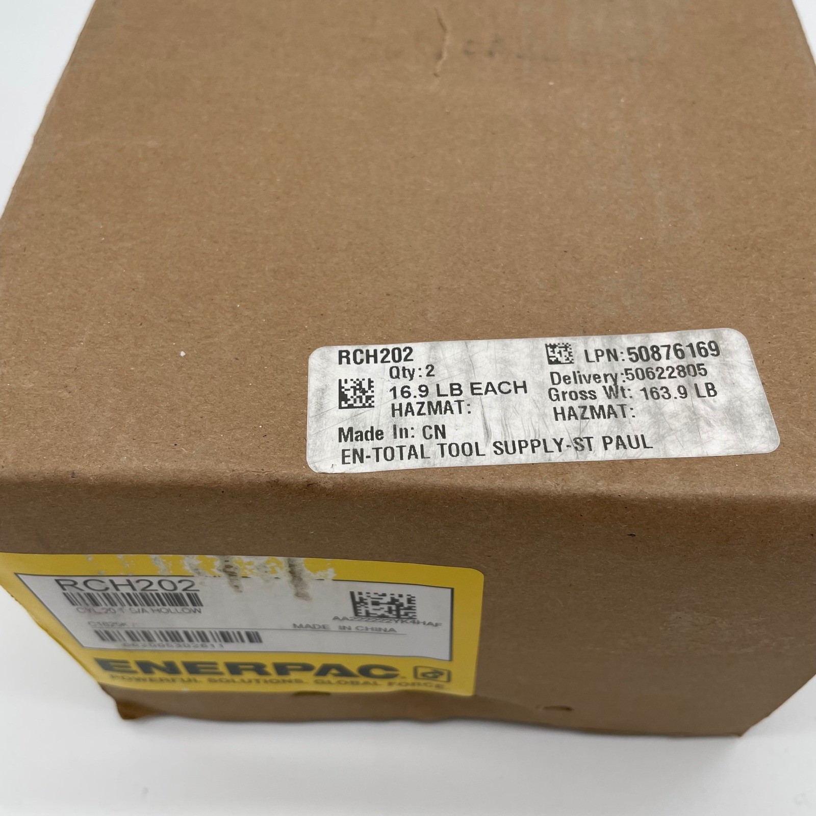 Enerpac RCH202 Hydraulic Hollow Hole Cylinder 20 Ton Single Acting Ram RCH-202