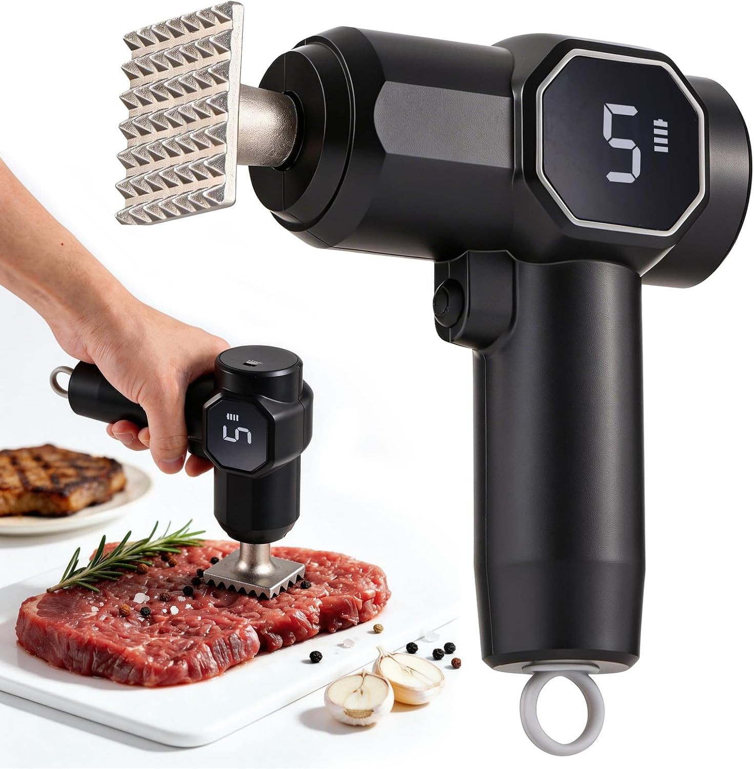 Electric Meat Tenderizer, 5 Levels, Detachable Head, 3000mAh Battery
