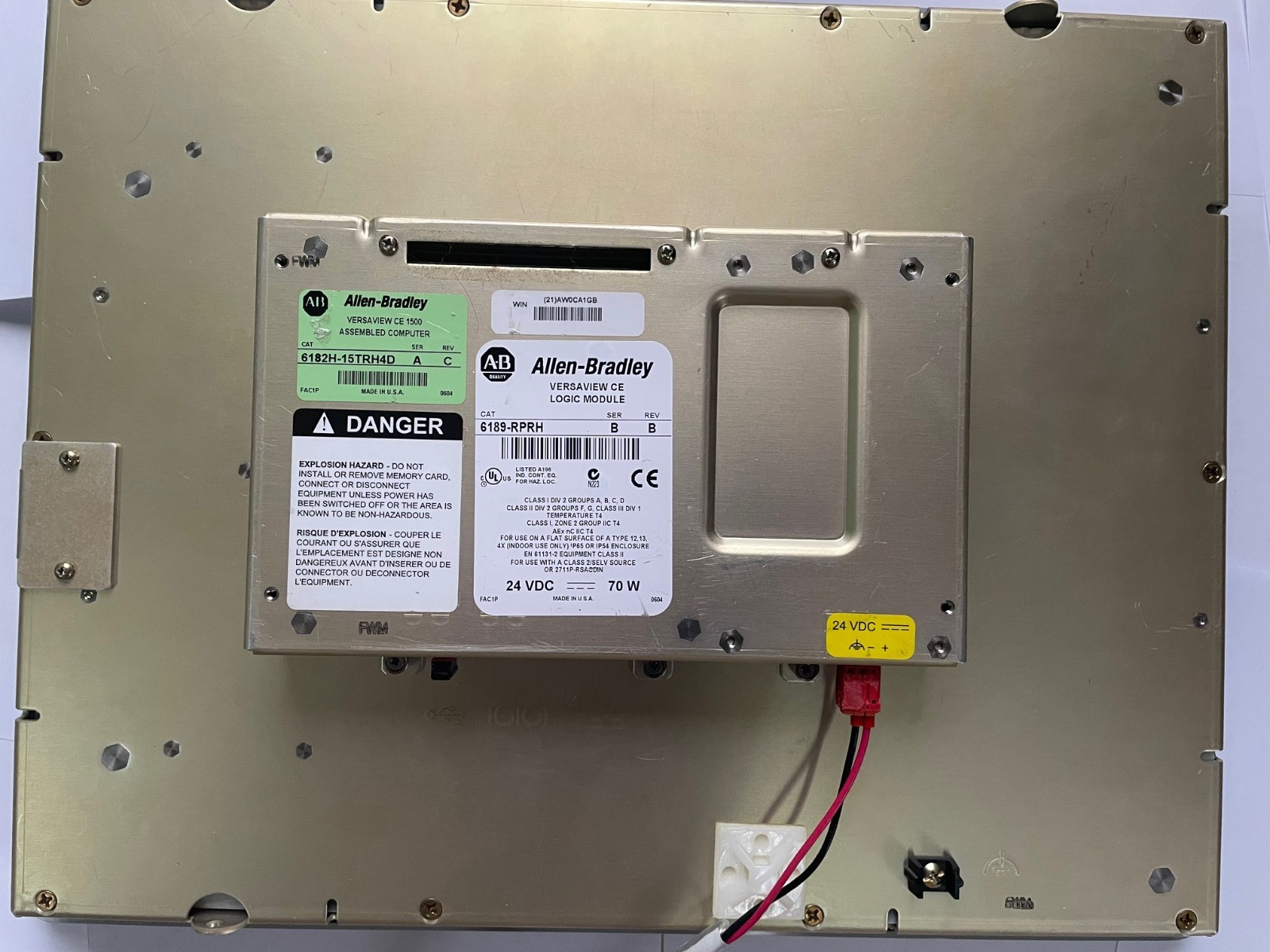 ALLEN BRADLEY 6182H-15TRH4D /A VERSAVIEW CE 1500 W/ 6189-RPRH /B LOGIC MODULE