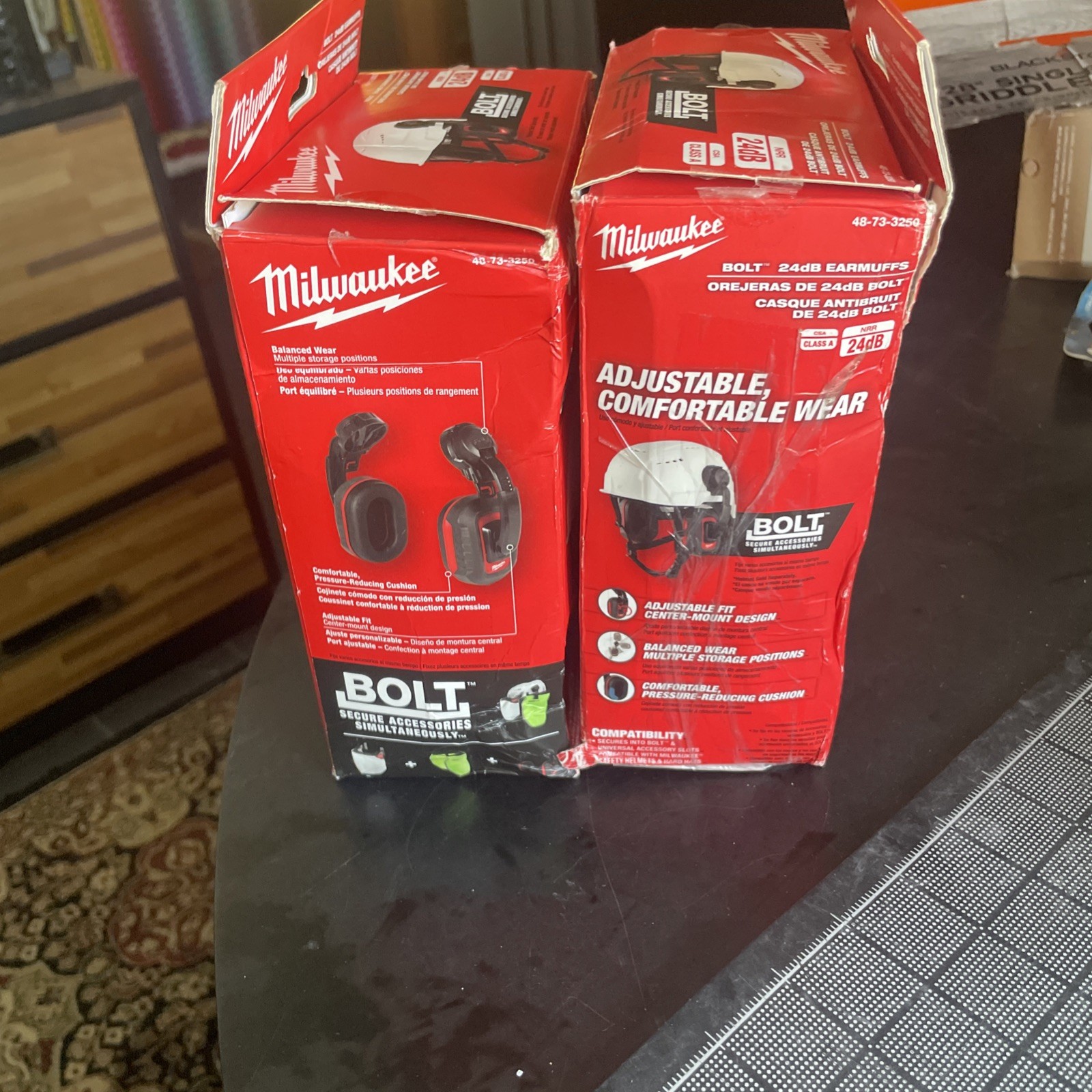 (Lot of 2) Milwaukee 48-73-3250 BOLT 24dB Adjustable Comfortable Wear Earmuffs