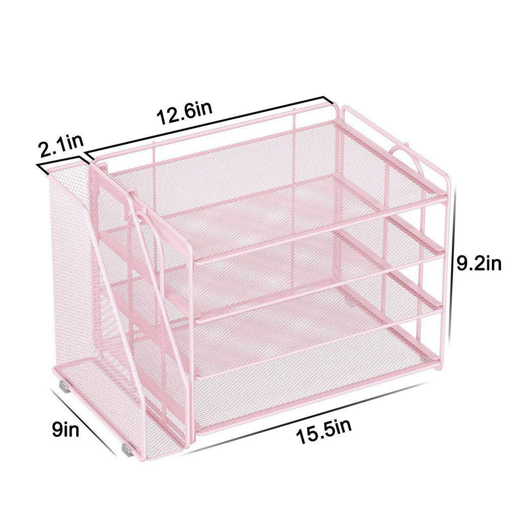 9.2 In. X 15.5 In. Pink Desk Organizers and Accessories, Paper Organizer with Fi