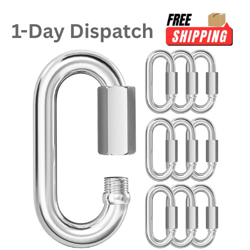 KINLINK 10PCS M5 3/16″ Quick Link – 304 Stainless Steel Screw Carabiner