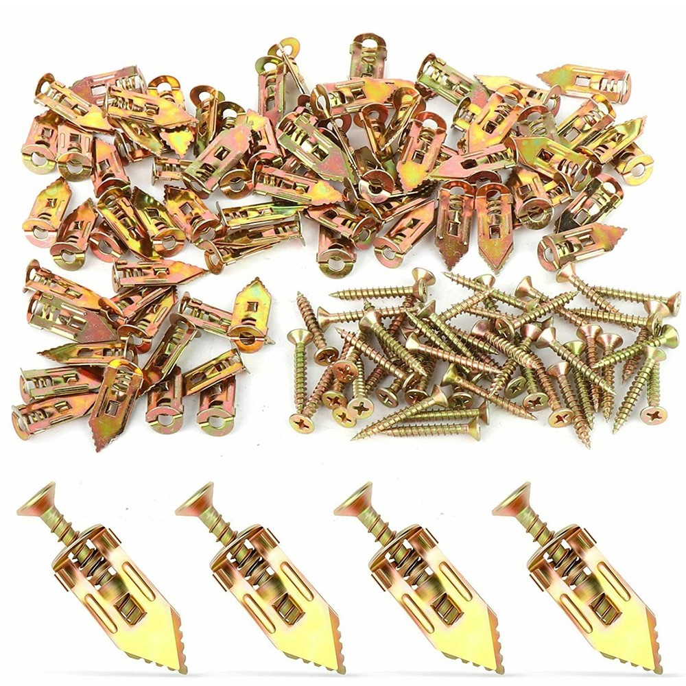 50PCS Self Drilling Drywall Anchors Screws Hollow Wall Anchor Expansion Kit