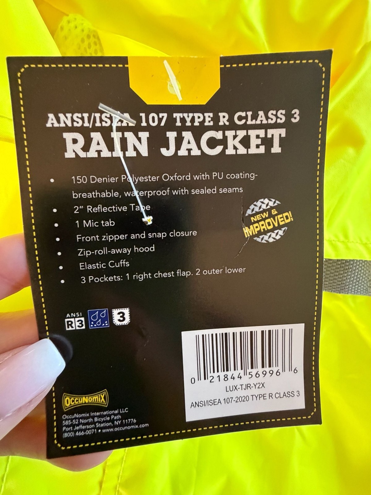 Occunomix LUX-TJR ANSI Class 3 High Visibility Rain Jacket 2XL
