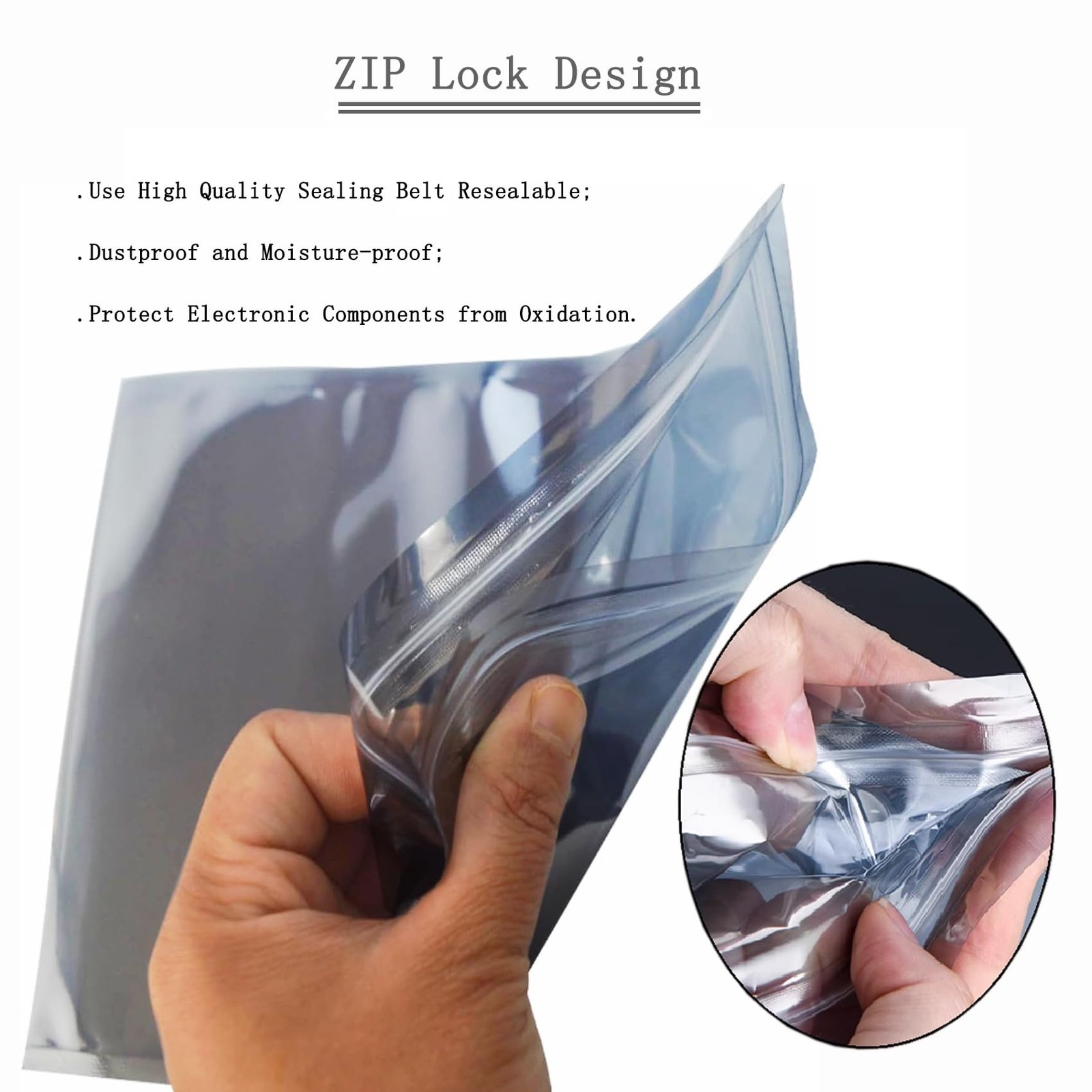 50 PCS 8.27 * 9.45 Inch Resealable ESD Bag 8.27» x 9.45», Silver/Yellow