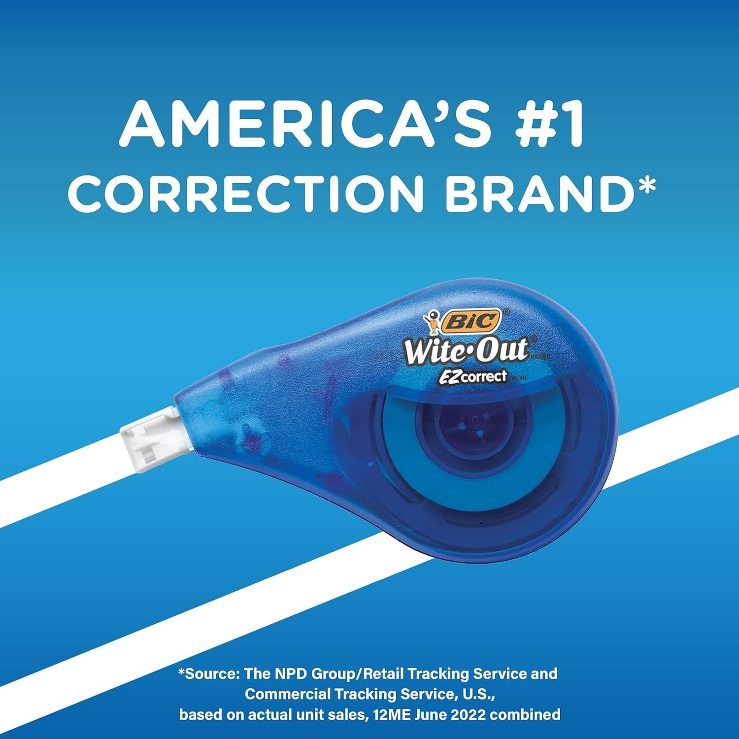 BIC EZ Correct Correction Tape, White, No Dry Time, Tear Resistant Tape, 4-Count