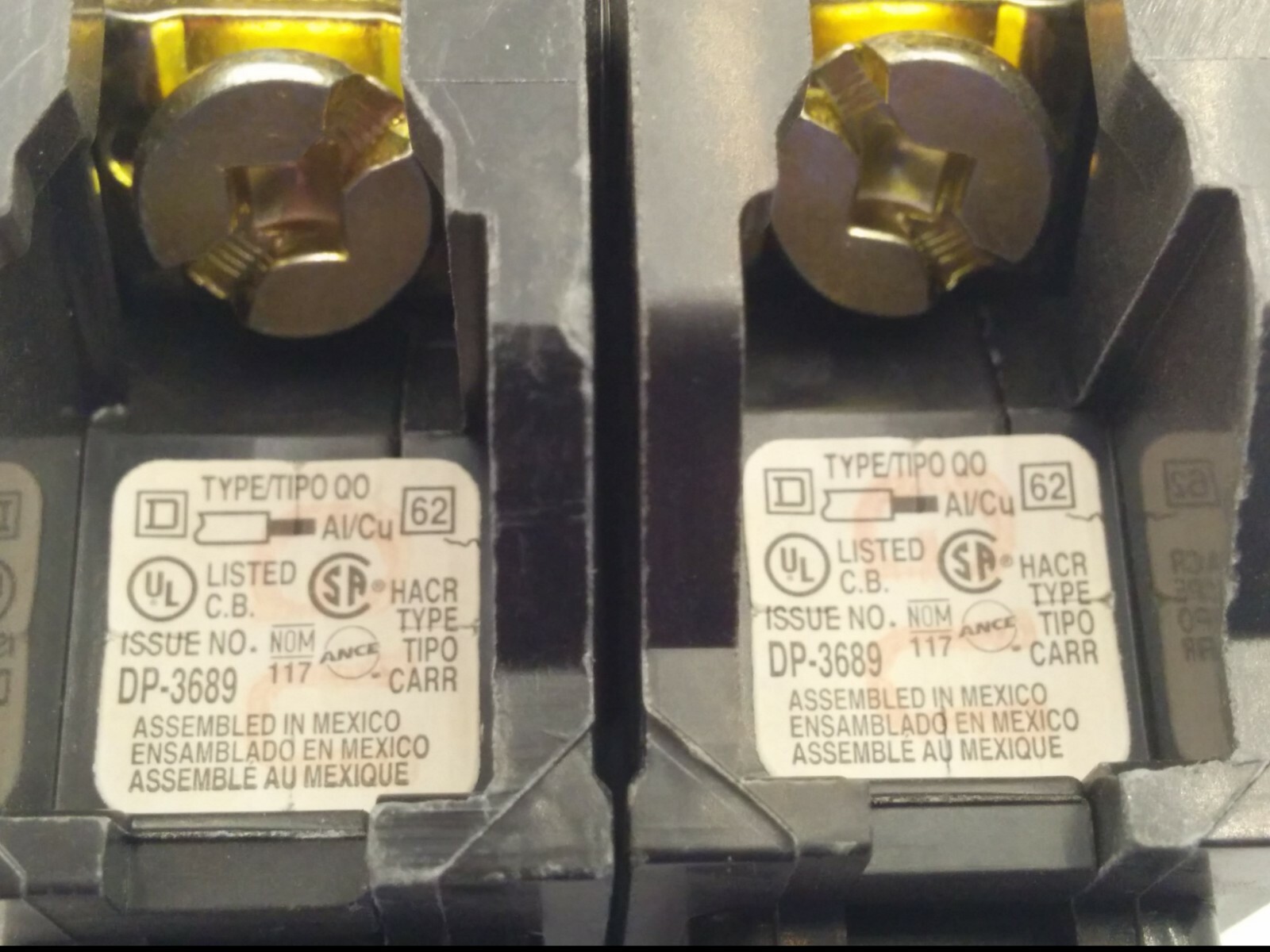 SQUARE D TYPE TIPO QO130 CIRCUIT BREAKERS, 30A 120/240V 1P, DP-3689 (LOT OF 2)